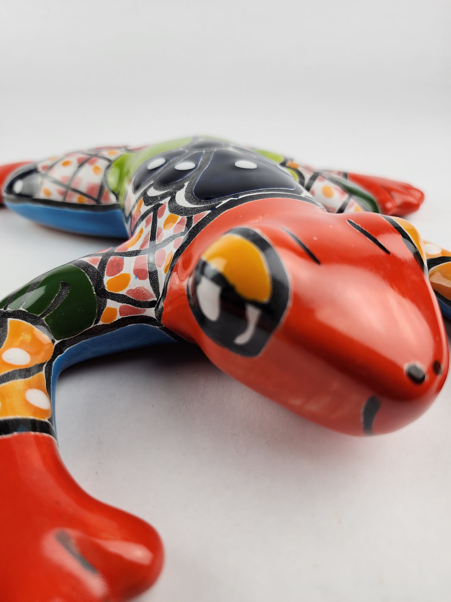 Orange Talavera Ceramic Frog – Handcrafted Mexican Garden Figurine