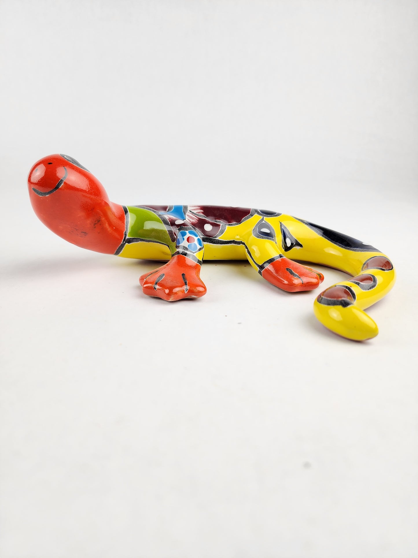 Talavera Ceramic Gecko – Red & Yellow Wall Lizard
