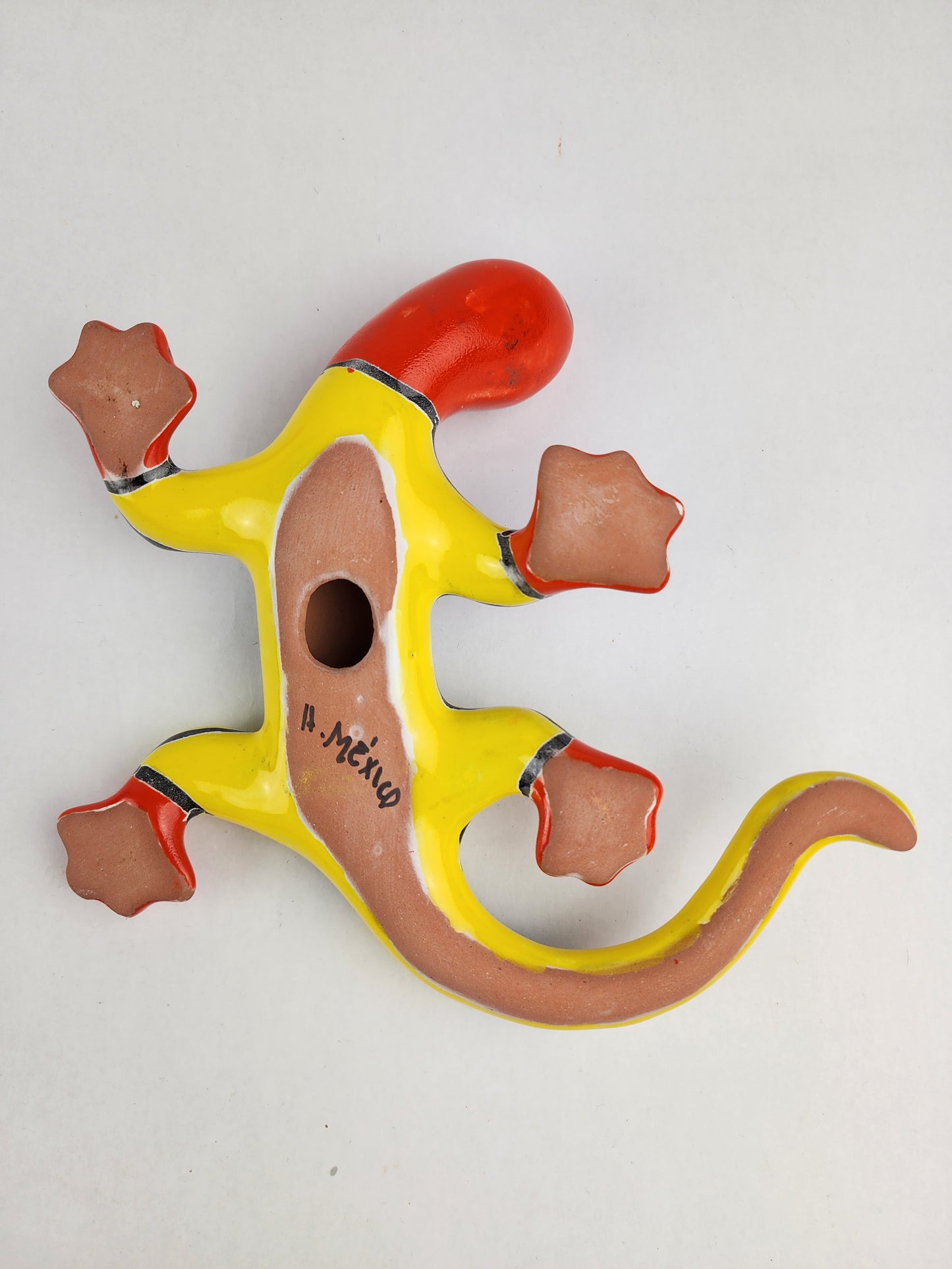 Talavera Ceramic Gecko – Red & Yellow Wall Lizard