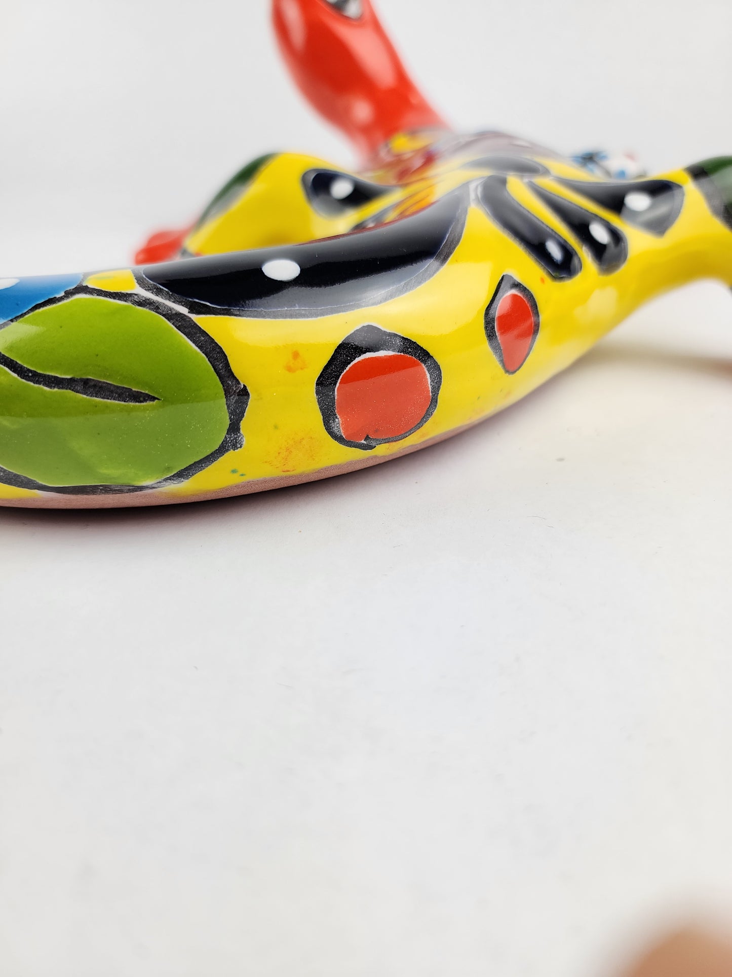Red & Yellow Talavera Wall Gecko – Mexican Folk Art Lizard
