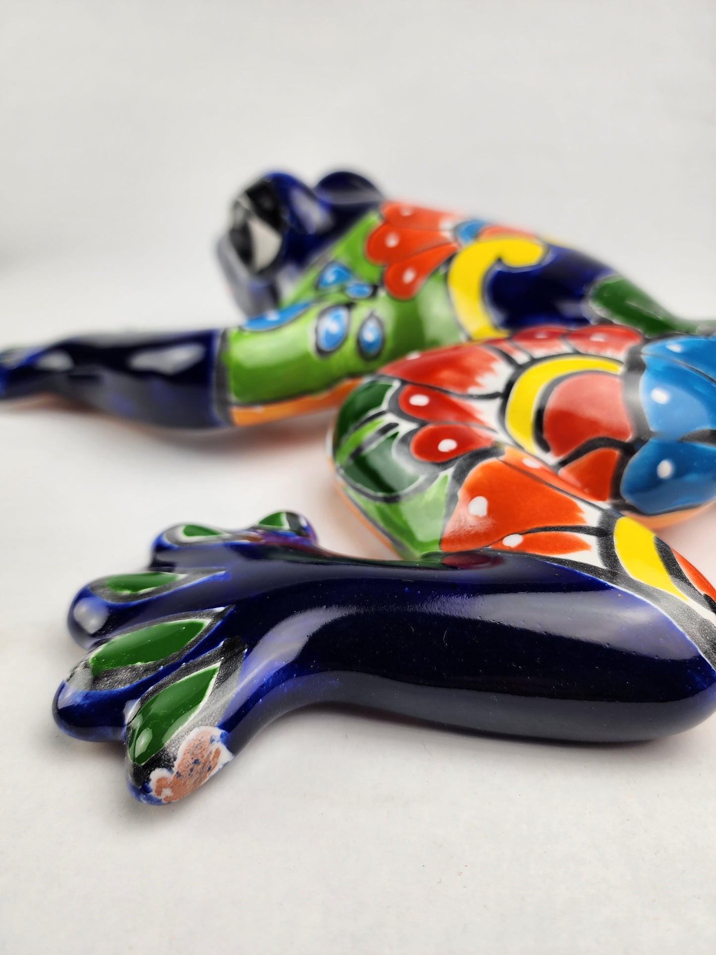 Handcrafted Talavera Frog – Blue Folk Art Figurine