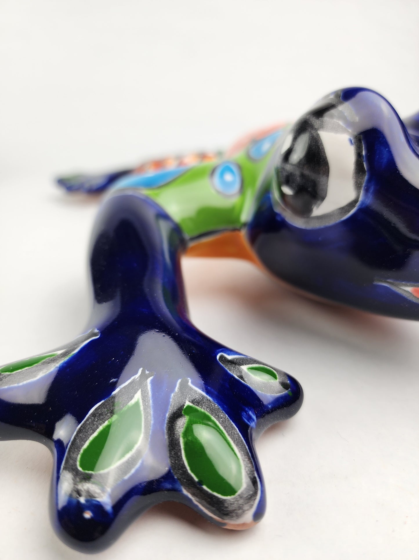 Handcrafted Talavera Frog – Blue Folk Art Figurine