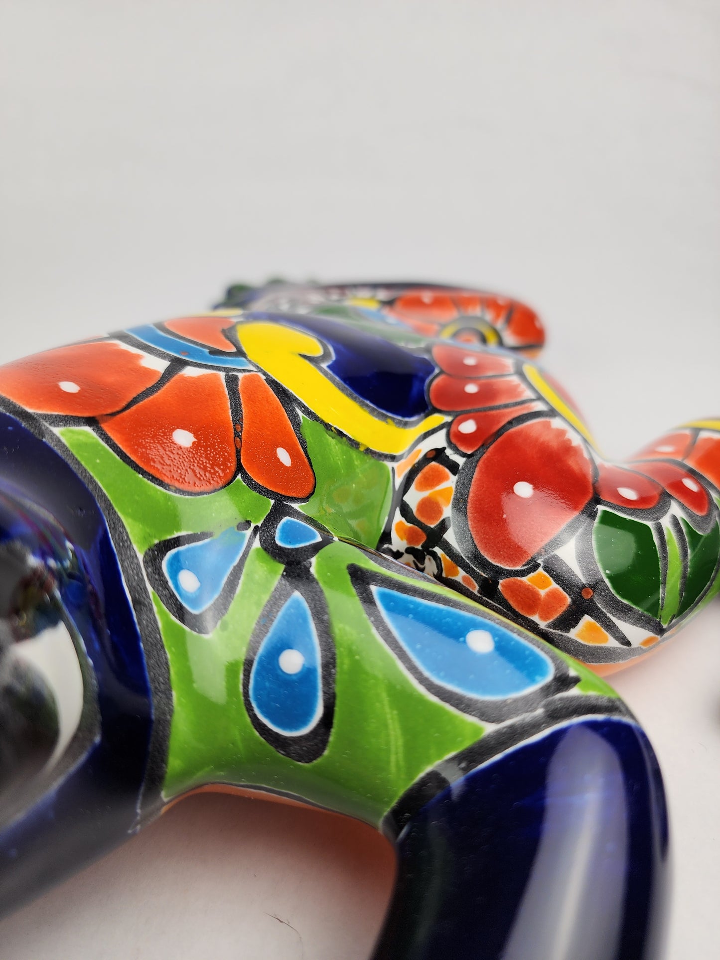 Blue Talavera-Style Frog – Handcrafted Mexican Folk Art Décor