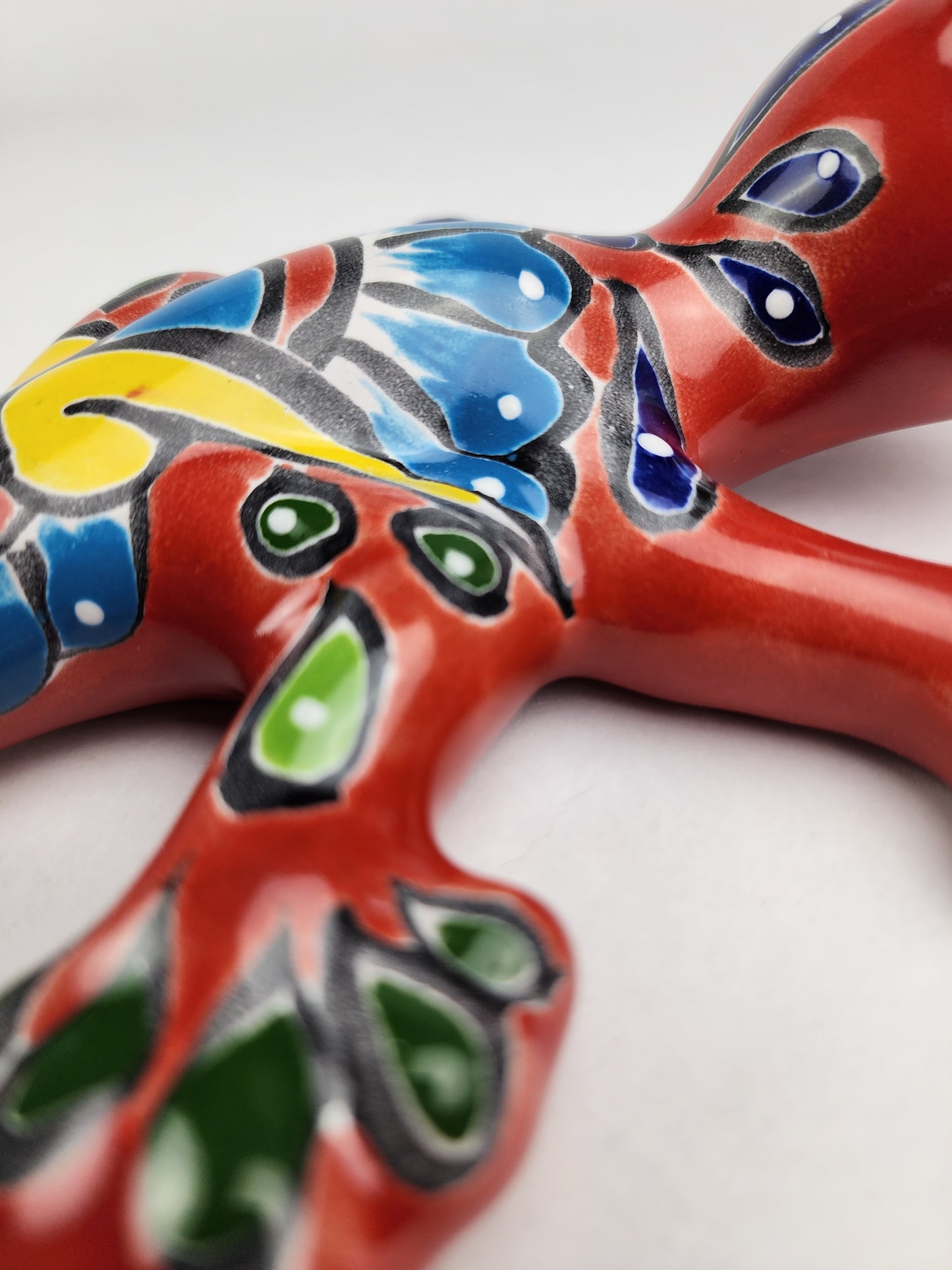 Handcrafted Red Talavera Salamander Wall Art Decor