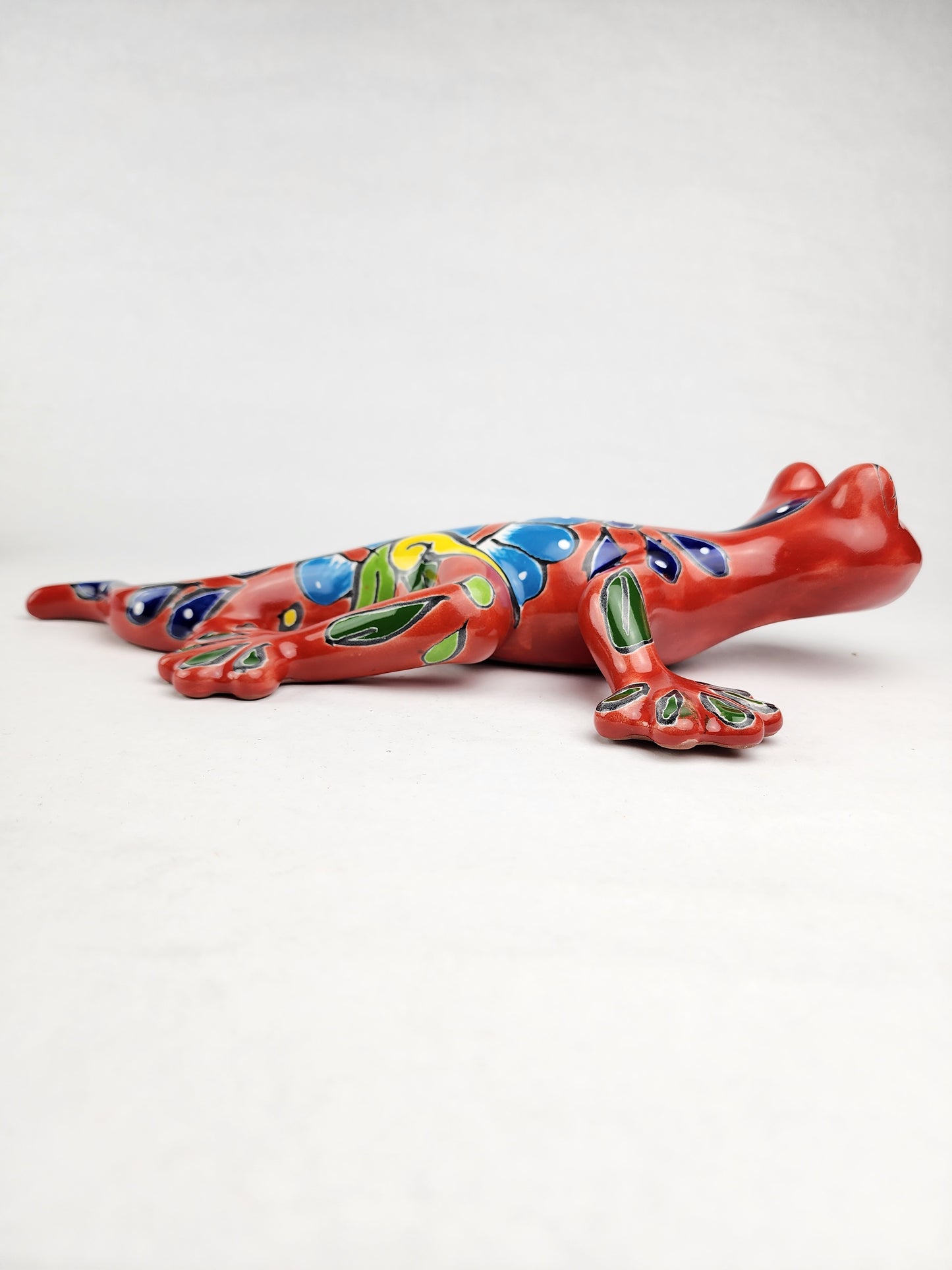 Vibrant Red Talavera Salamander – Mexican Garden Decor