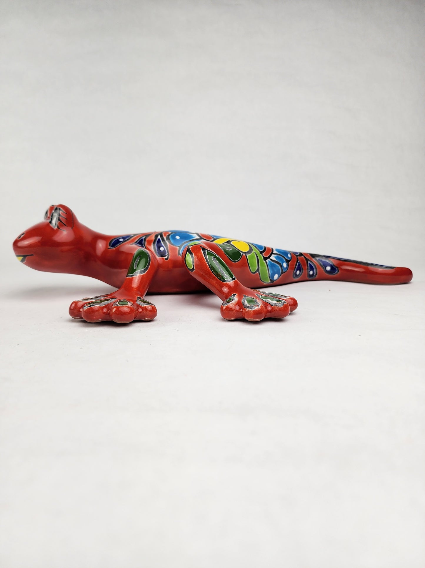 Vibrant Red Talavera Salamander – Mexican Garden Decor