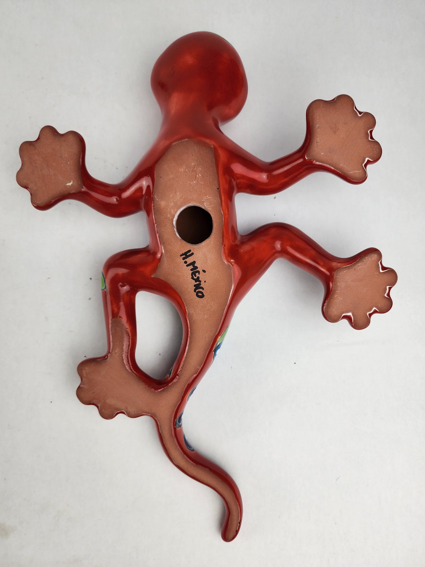 Vibrant Red Talavera Salamander – Mexican Garden Decor
