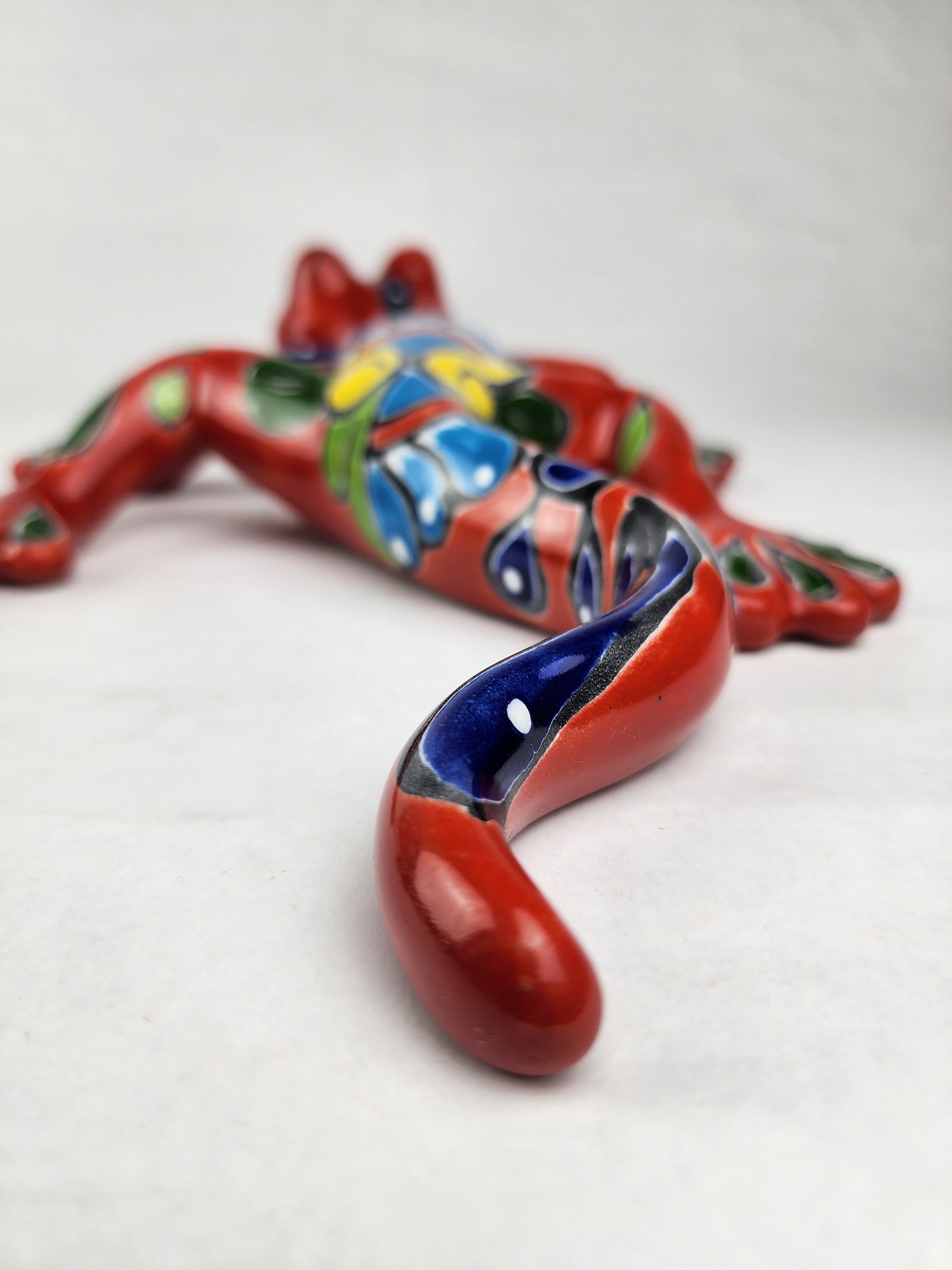 Vibrant Red Talavera Salamander – Mexican Garden Decor
