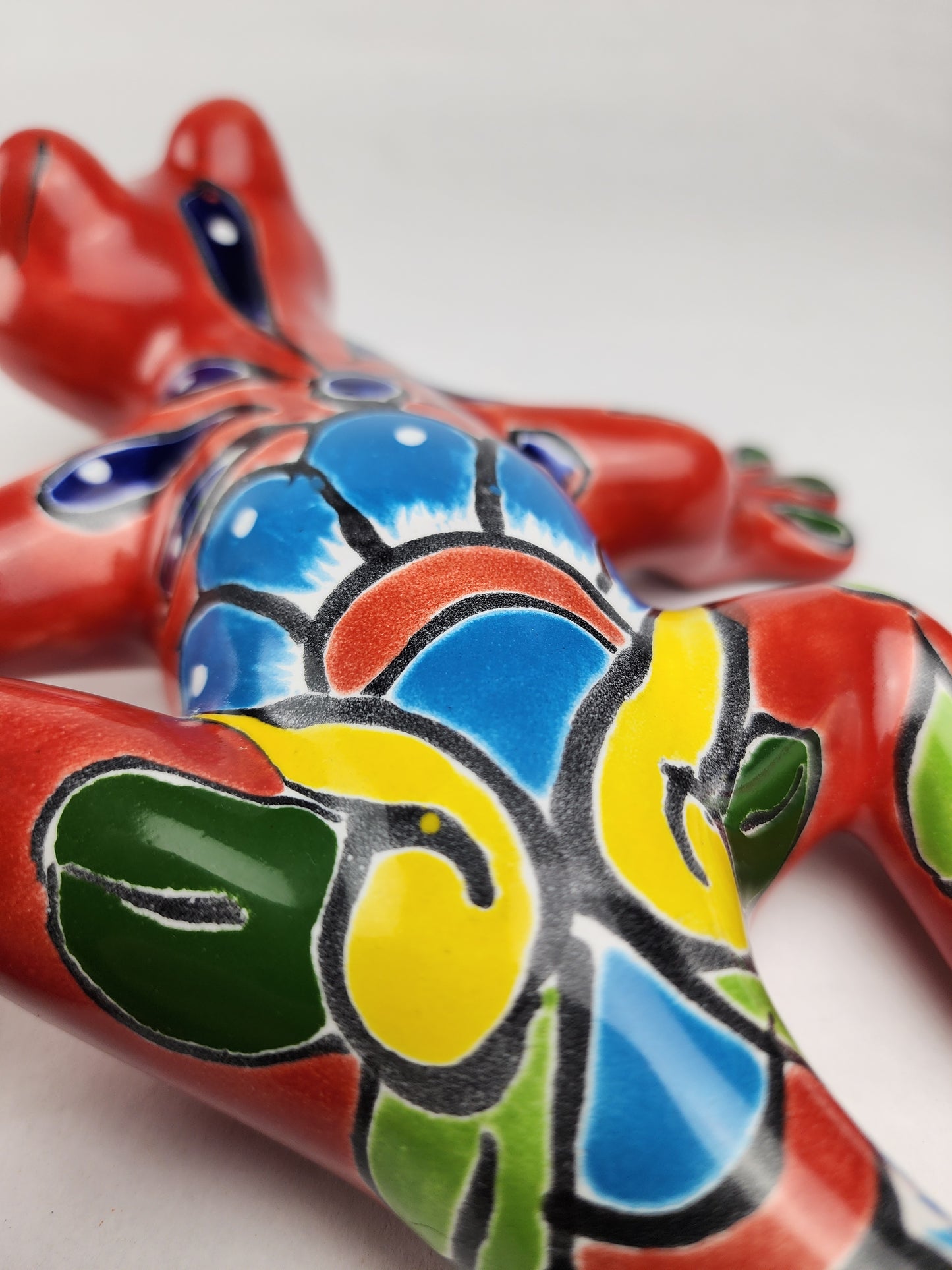 Vibrant Red Talavera Salamander – Mexican Garden Decor