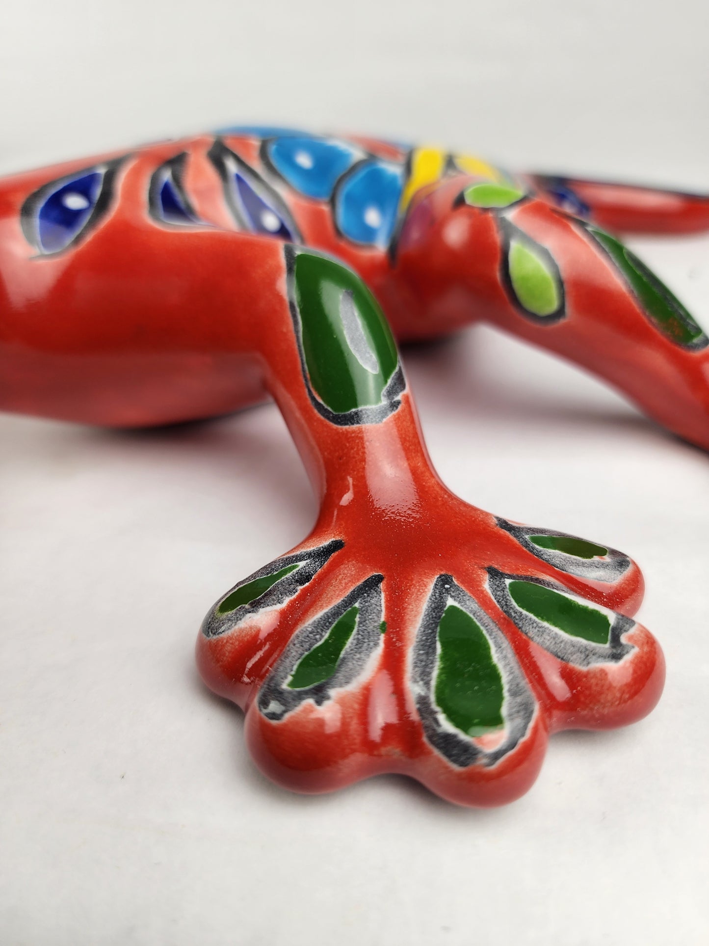 Vibrant Red Talavera Salamander – Mexican Garden Decor