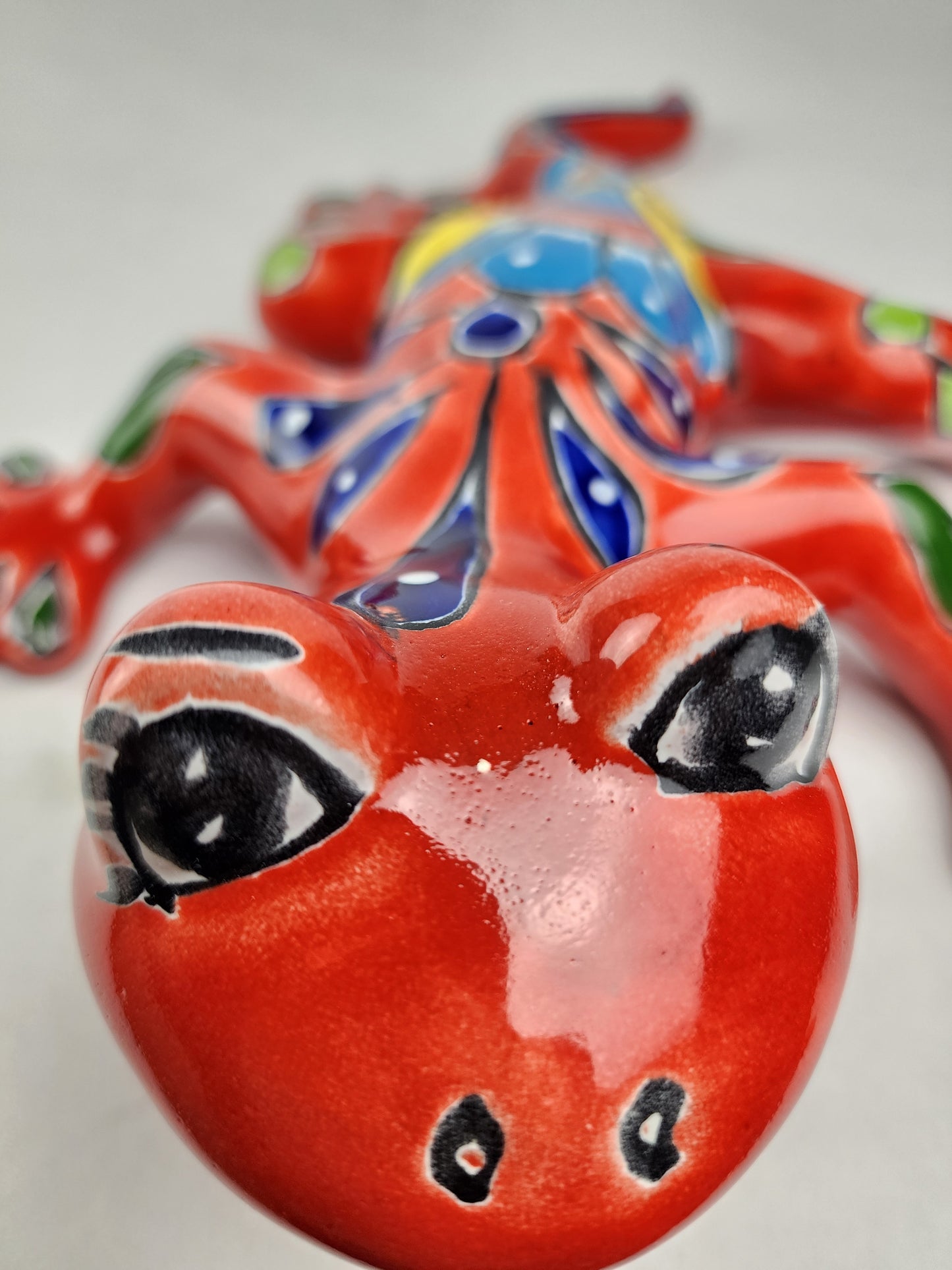 Vibrant Red Talavera Salamander – Mexican Garden Decor