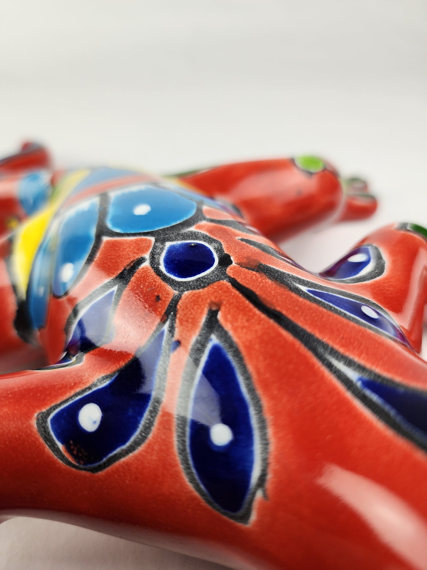 Vibrant Red Talavera Salamander – Mexican Garden Decor
