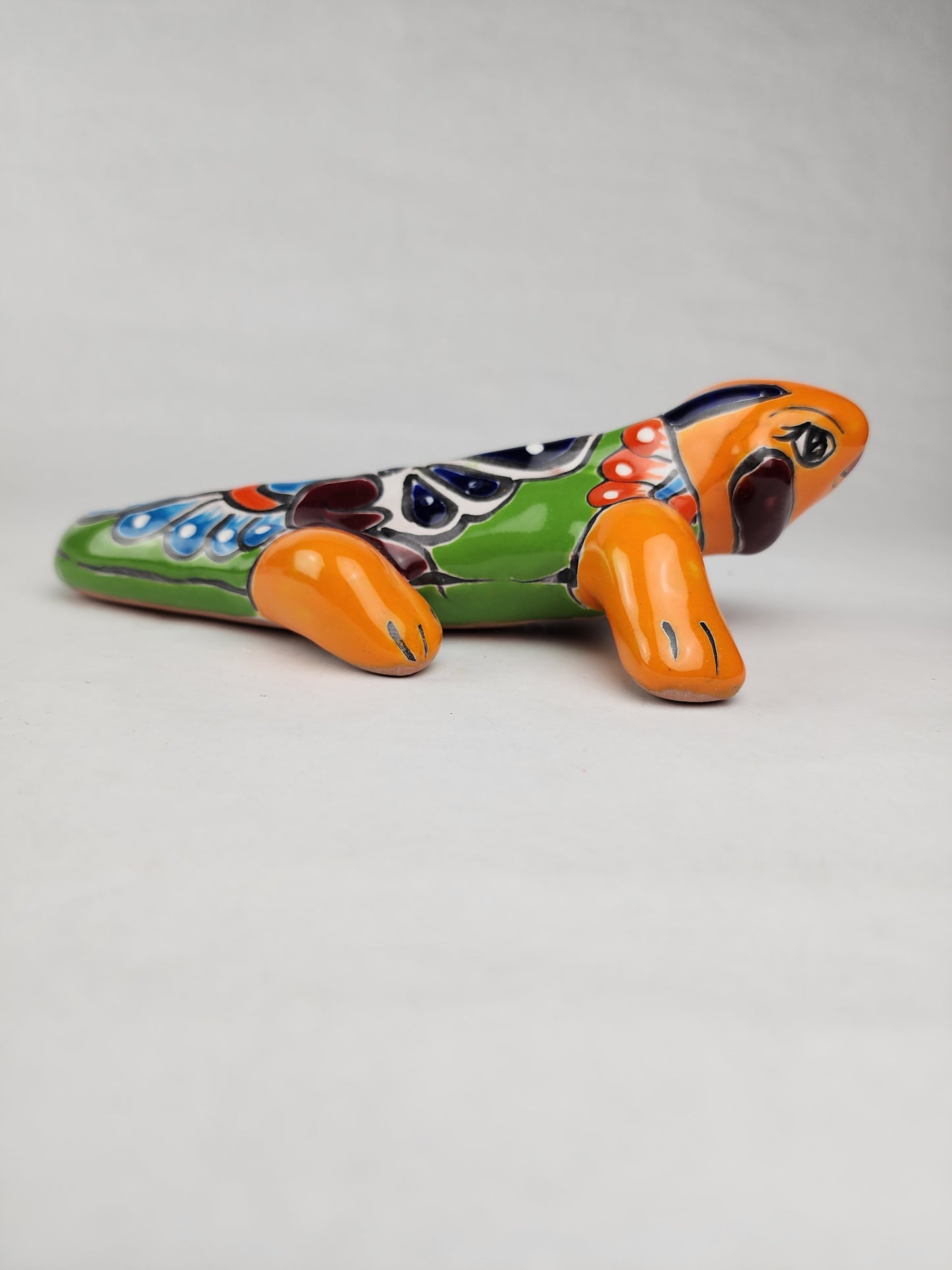 Orange Talavera Iguana – Handcrafted Mexican Folk Art