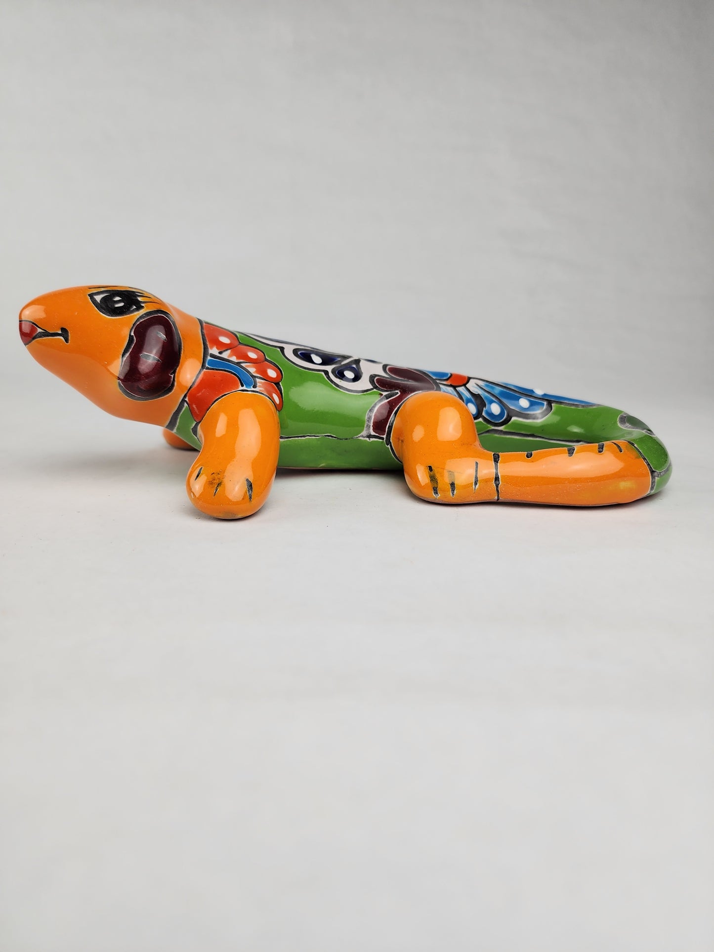 Orange Talavera Iguana – Handcrafted Mexican Folk Art