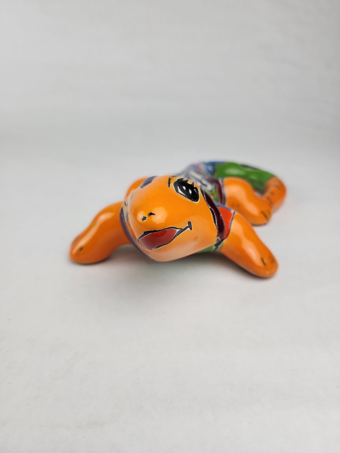 Orange Talavera Iguana – Handcrafted Mexican Folk Art