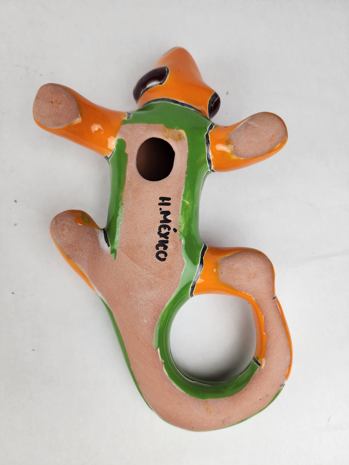 Orange Talavera Iguana – Handcrafted Mexican Folk Art