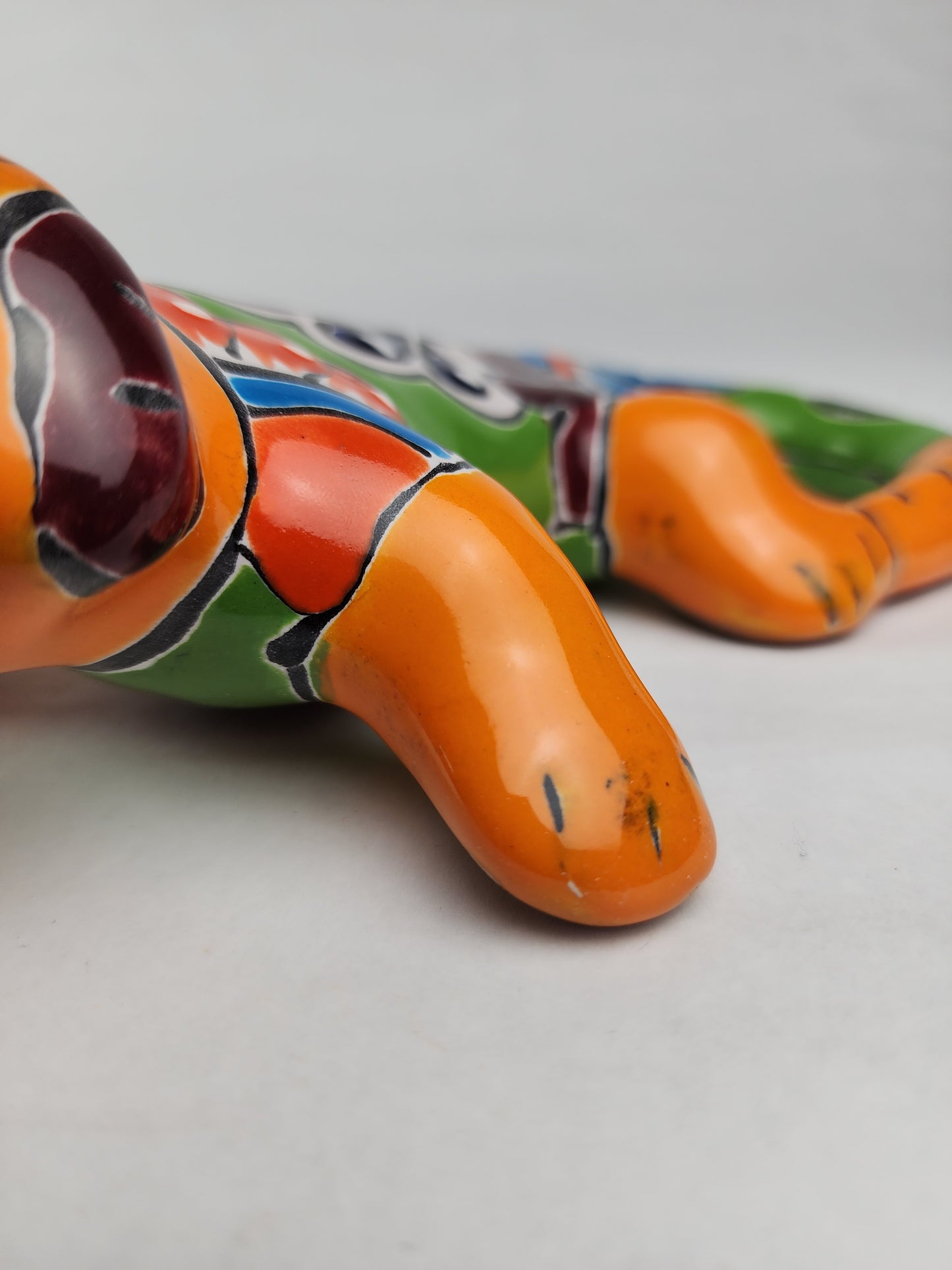 Orange Talavera Iguana – Handcrafted Mexican Folk Art
