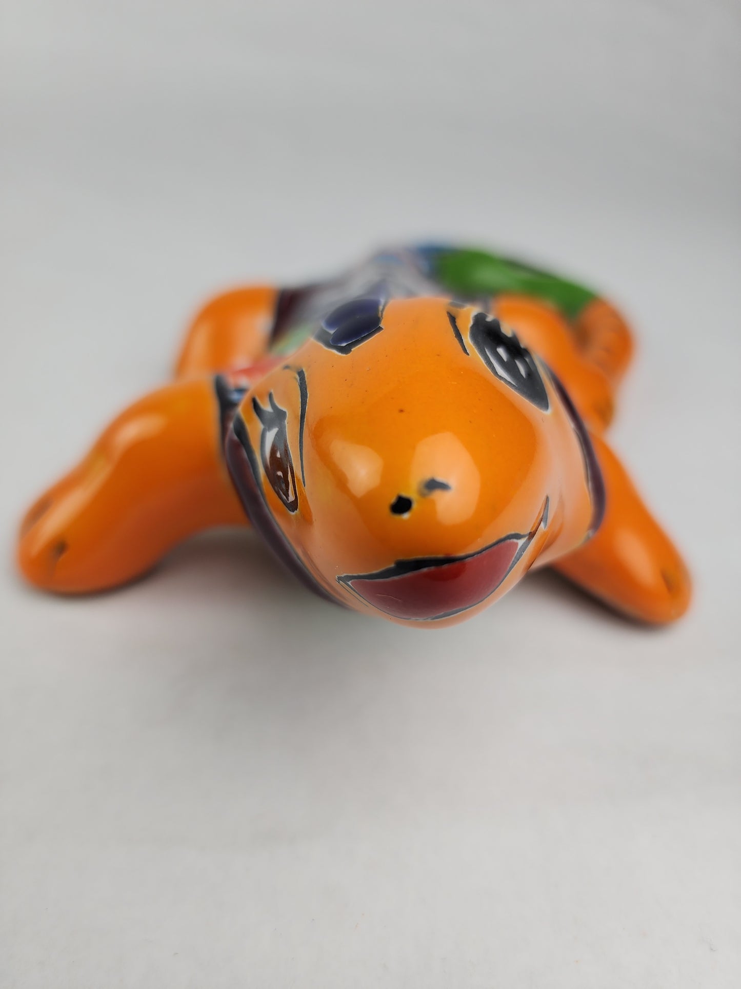 Orange Talavera Iguana – Handcrafted Mexican Folk Art