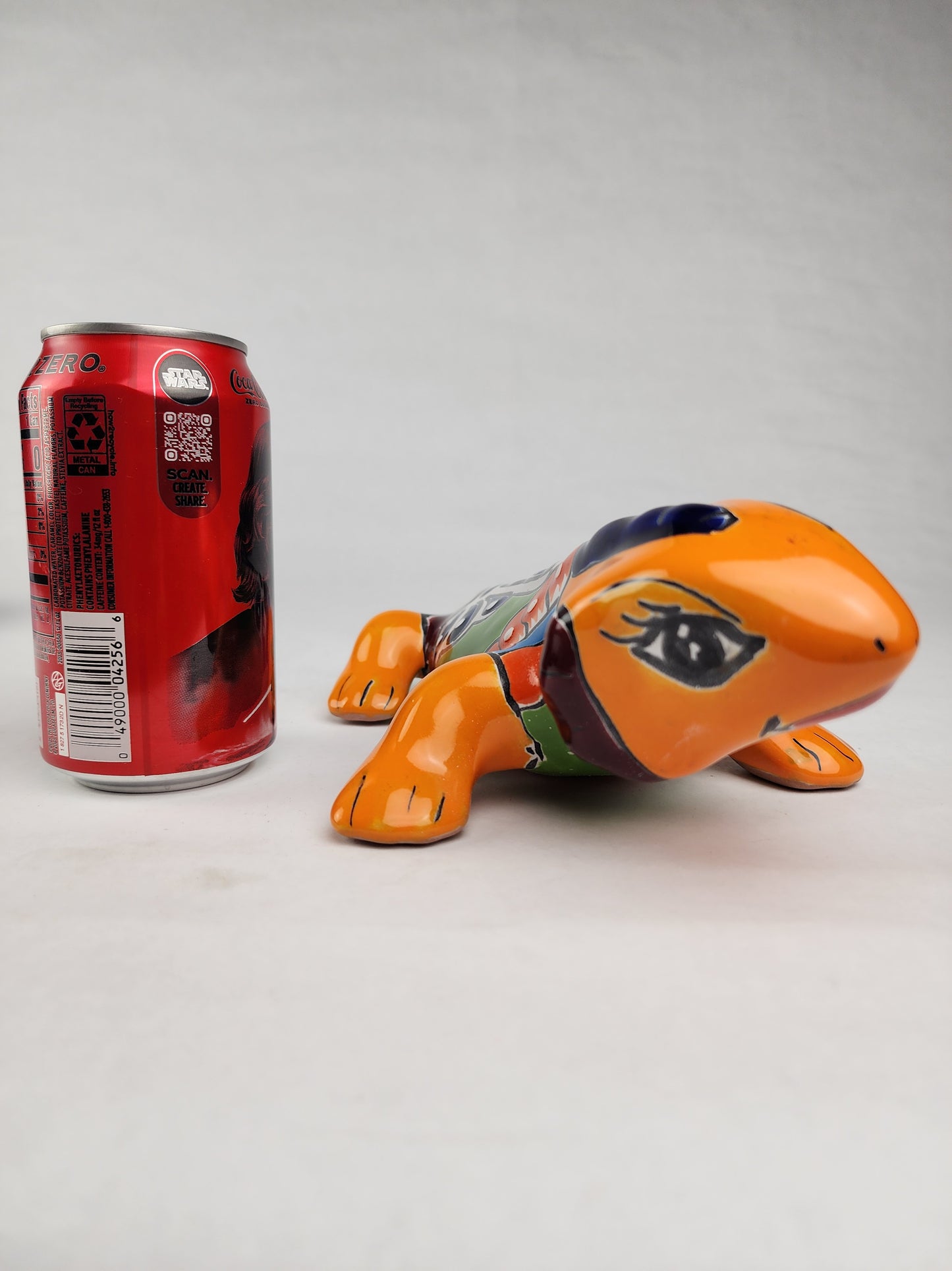 Orange Talavera Iguana – Hand-Painted Garden Wall Art