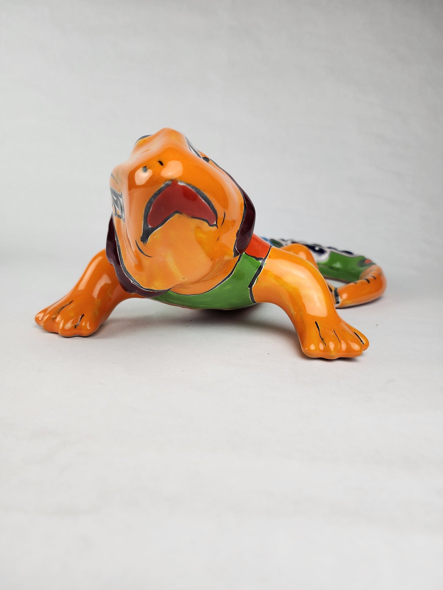 Handcrafted Orange Talavera Iguana – Mexican Ceramic Gift