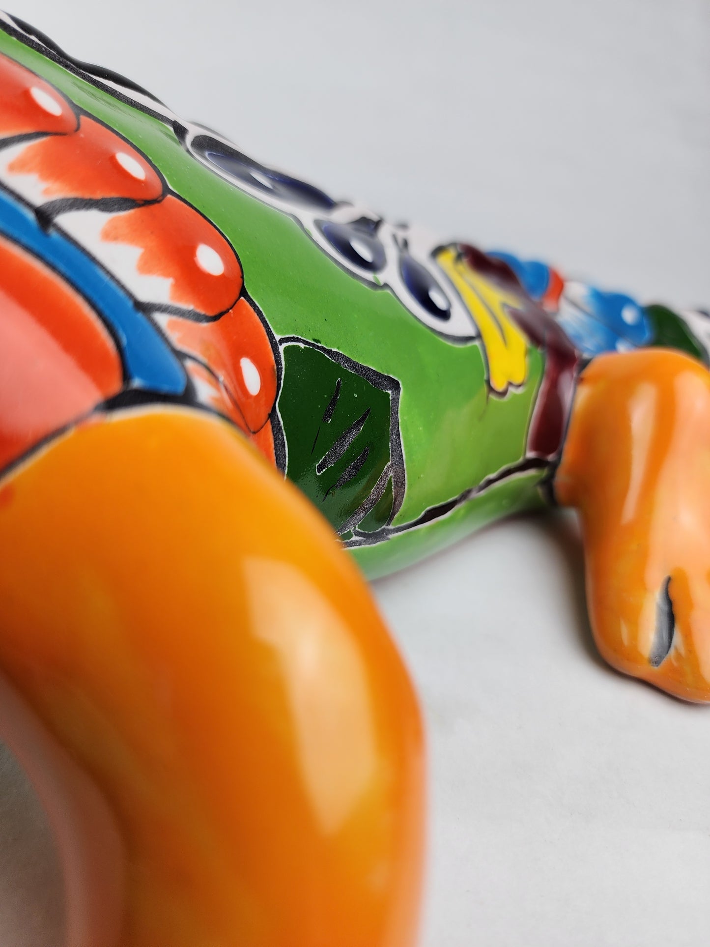 Handcrafted Orange Talavera Iguana – Mexican Ceramic Gift