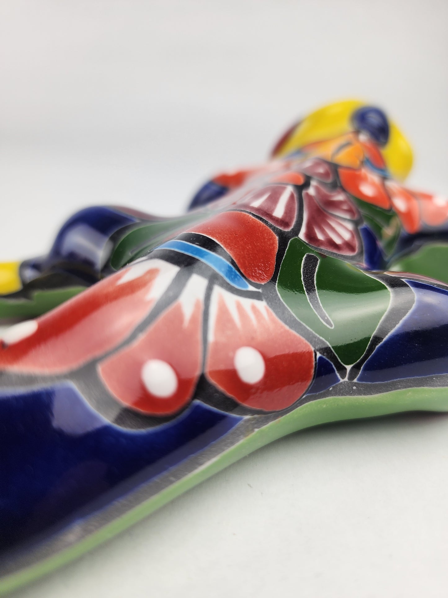 Yellow Talavera-Style Iguana – Handcrafted Mexican Folk Art Figurine