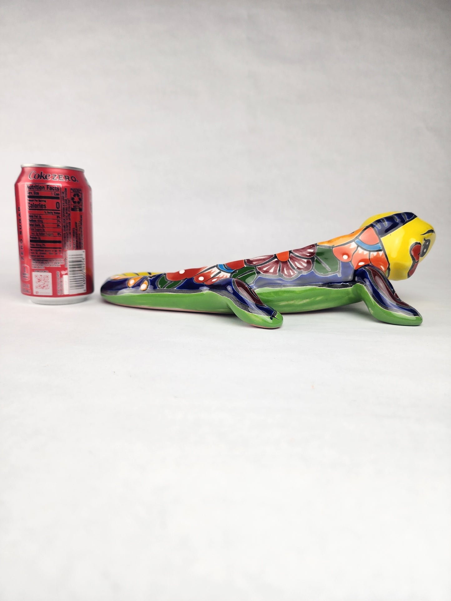 Yellow Talavera-Style Iguana – Hand-Painted Mexican Folk Art Décor