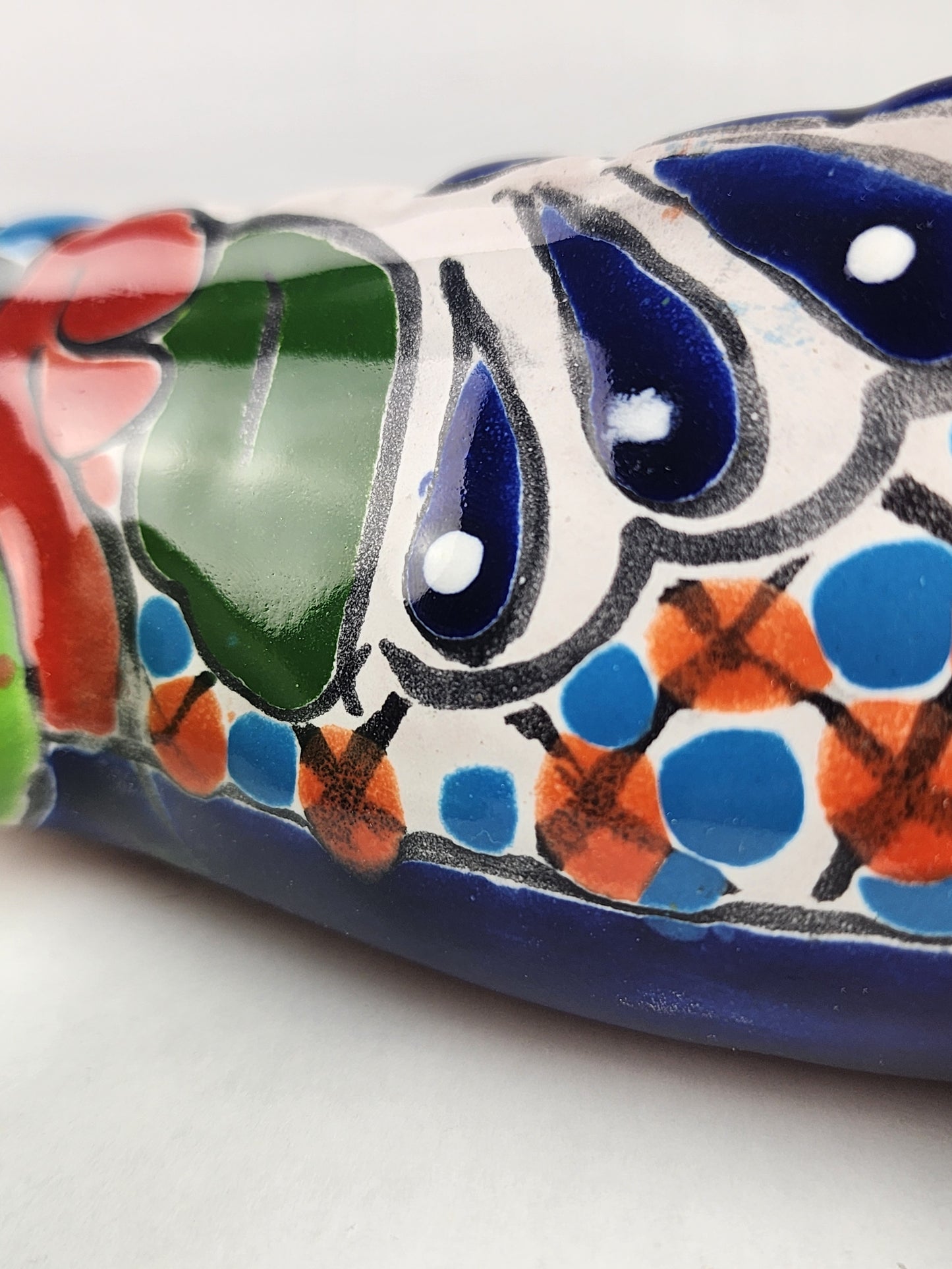 Green Talavera-Style Iguana – Hand-Painted Mexican Folk Art Décor
