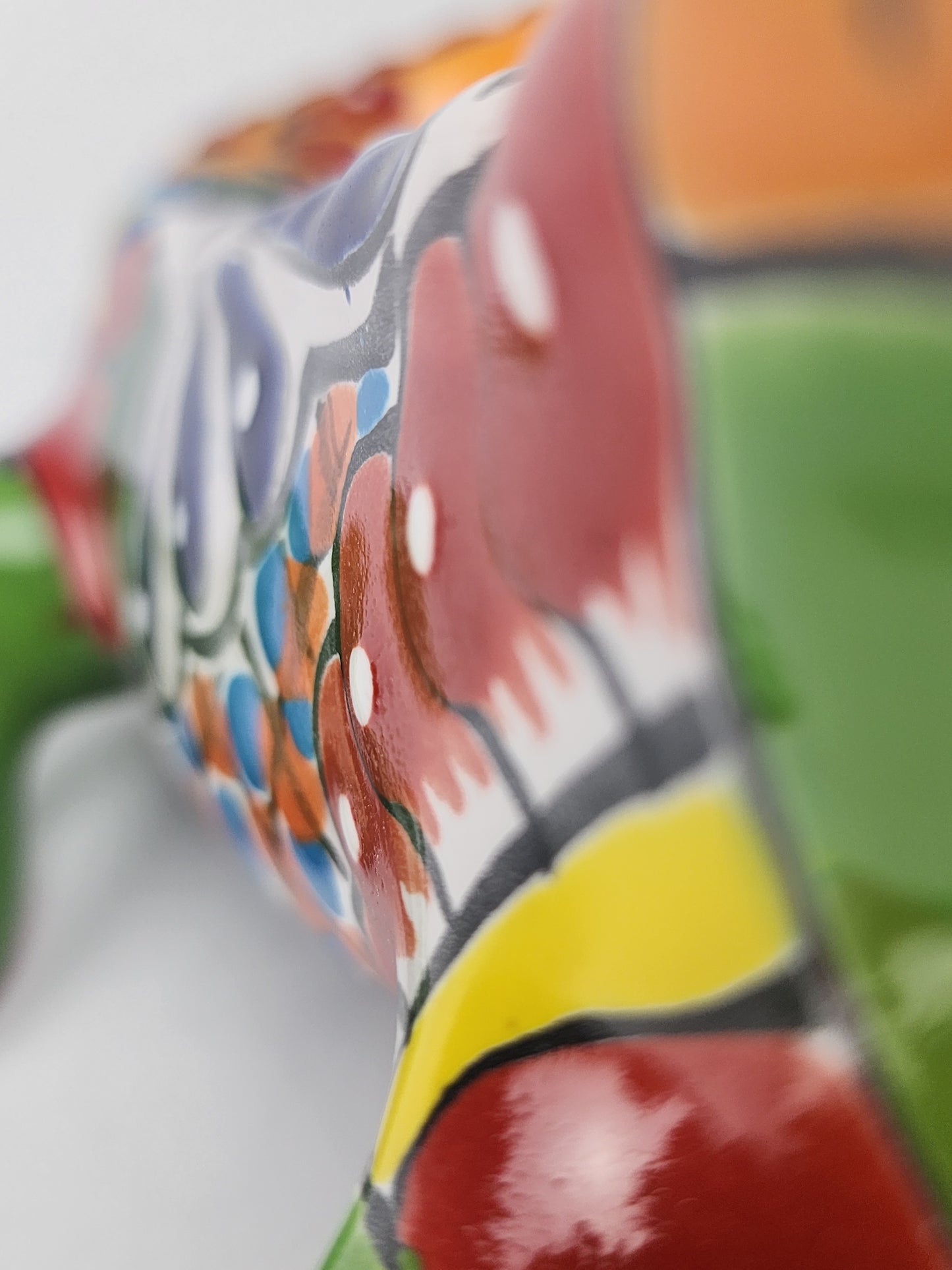 Green Talavera-Style Iguana – Hand-Painted Mexican Folk Art Décor