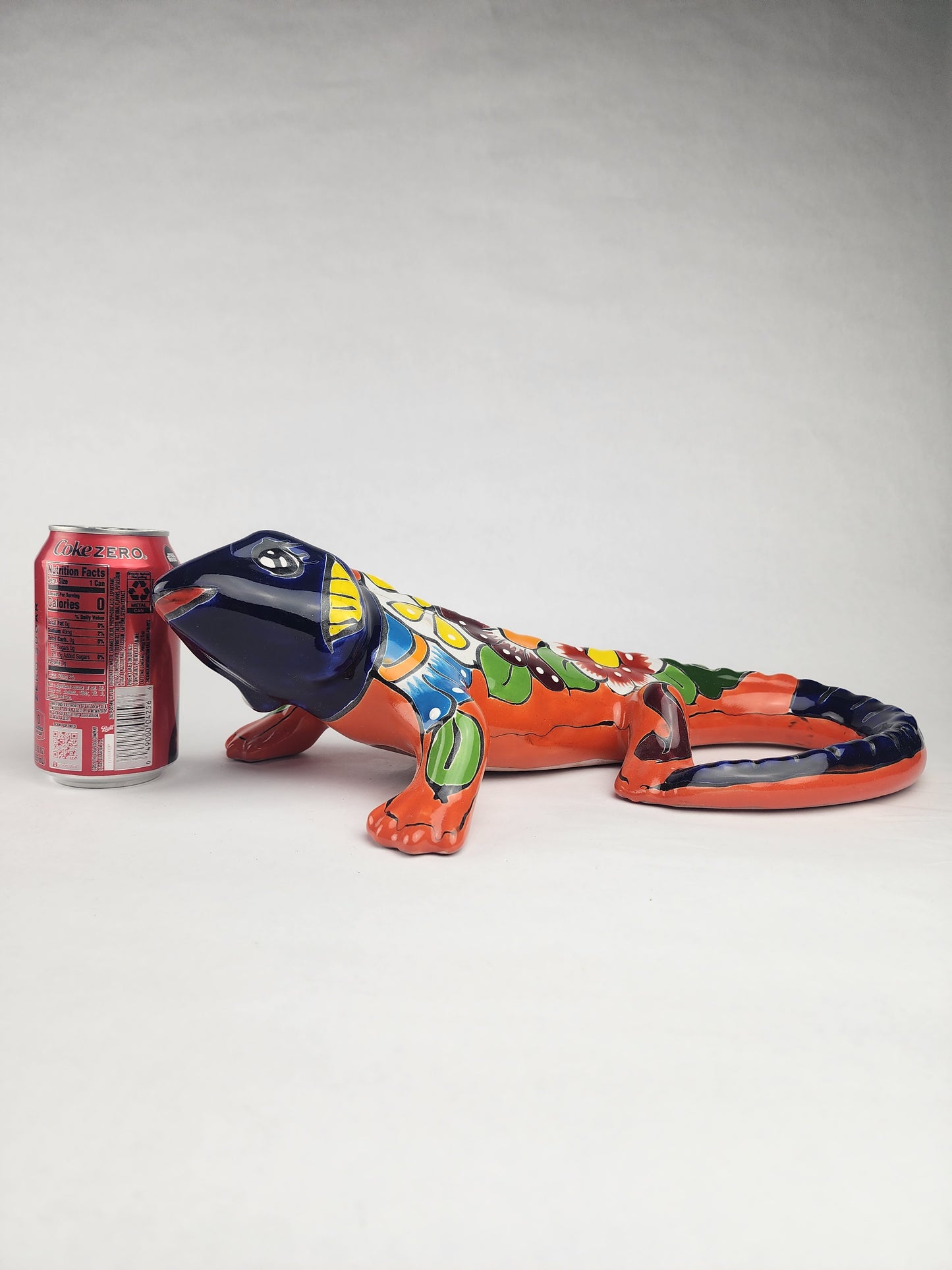 Orange Talavera Iguana – Mexican Hand-Painted Garden Accent