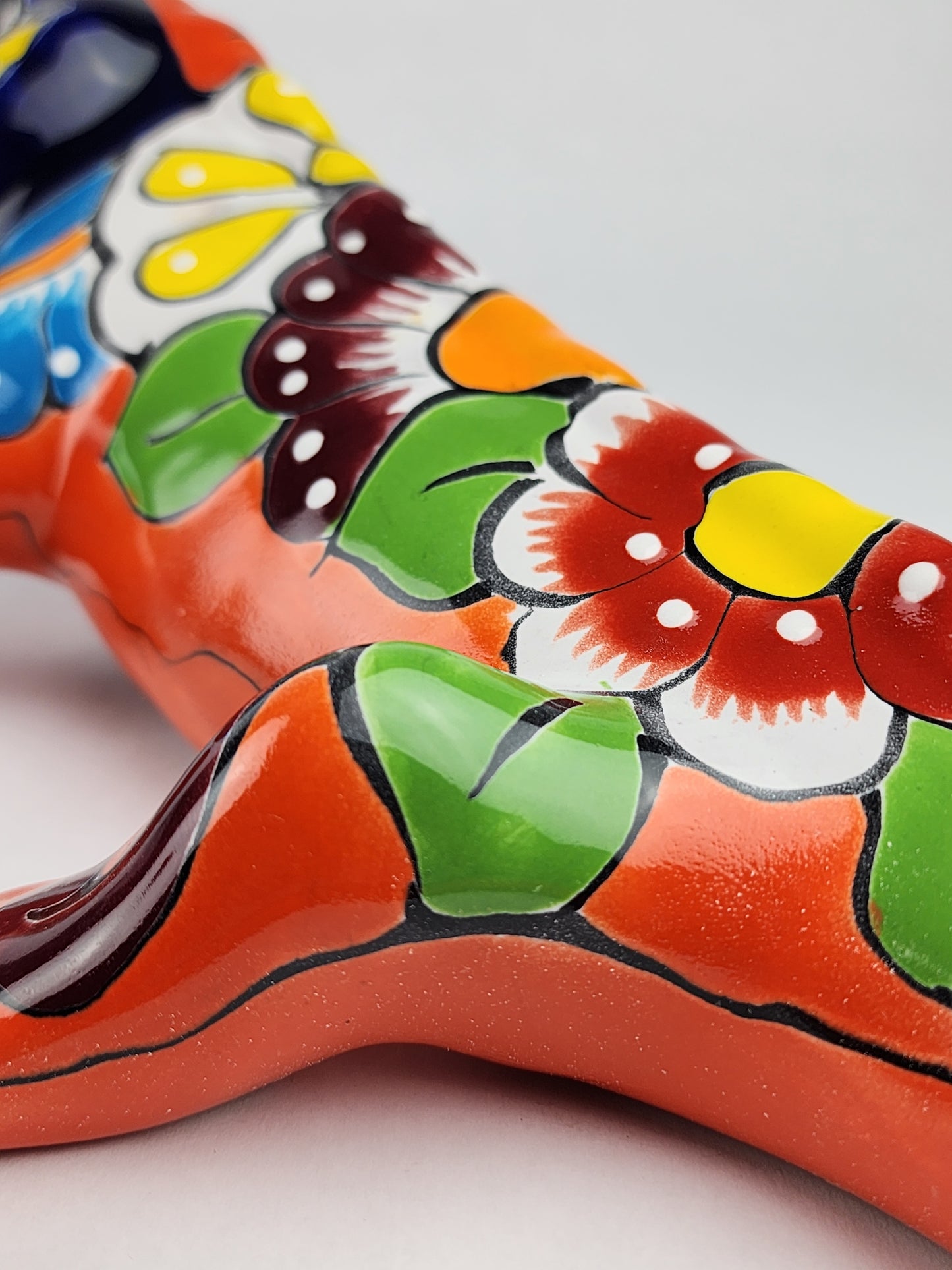 Orange Talavera Iguana – Mexican Hand-Painted Garden Accent