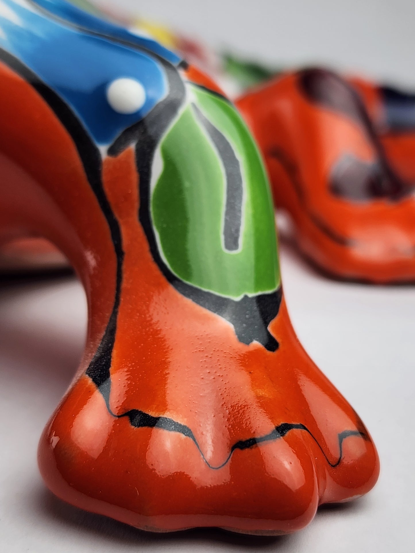 Orange Talavera Iguana – Mexican Hand-Painted Garden Accent