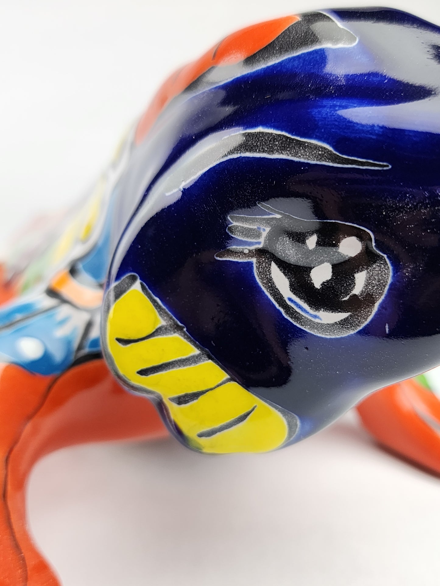 Orange Talavera Iguana – Mexican Hand-Painted Garden Accent