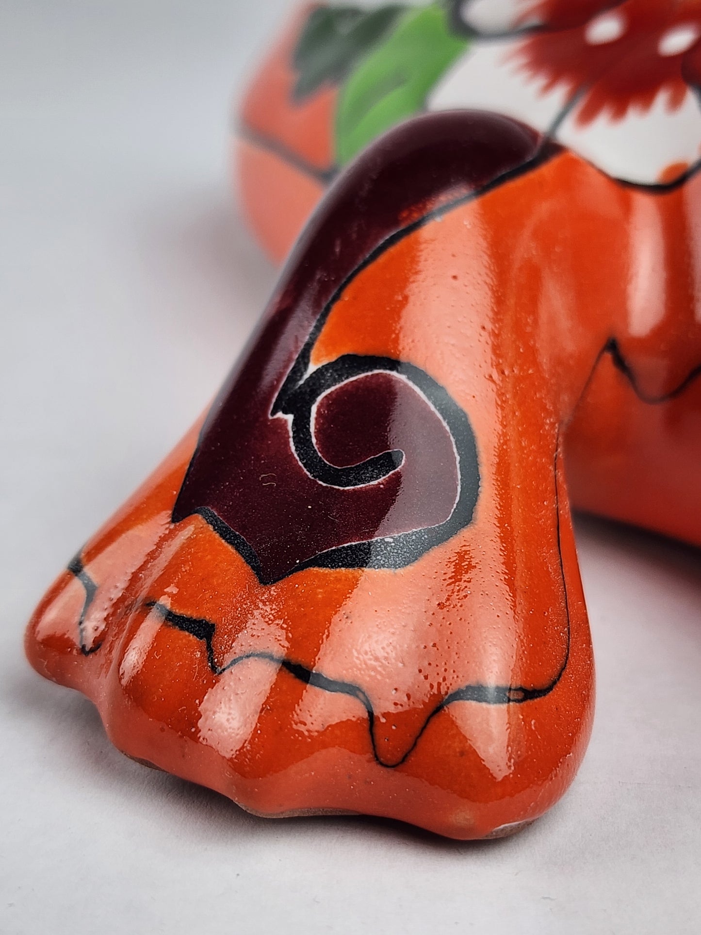 Orange Talavera Iguana – Mexican Hand-Painted Garden Accent