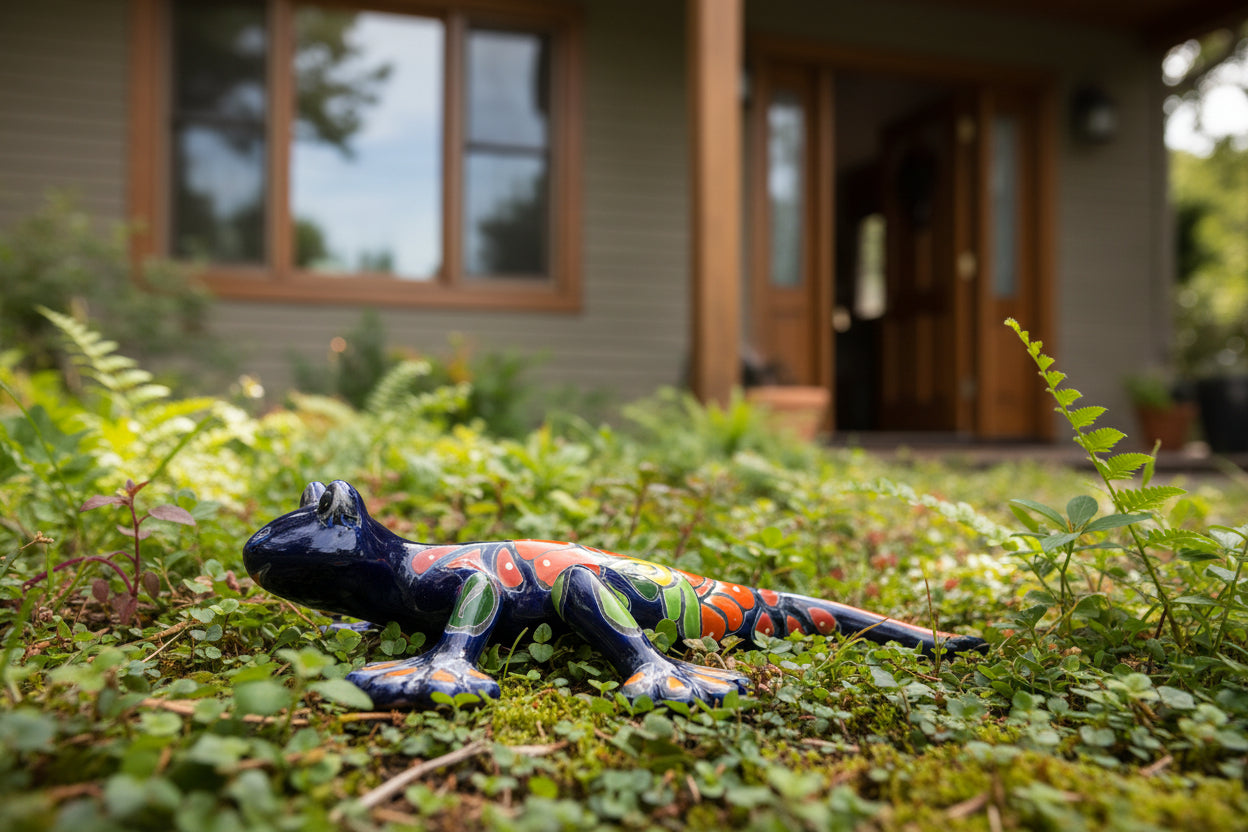 Decorative salamander with colorful patterns