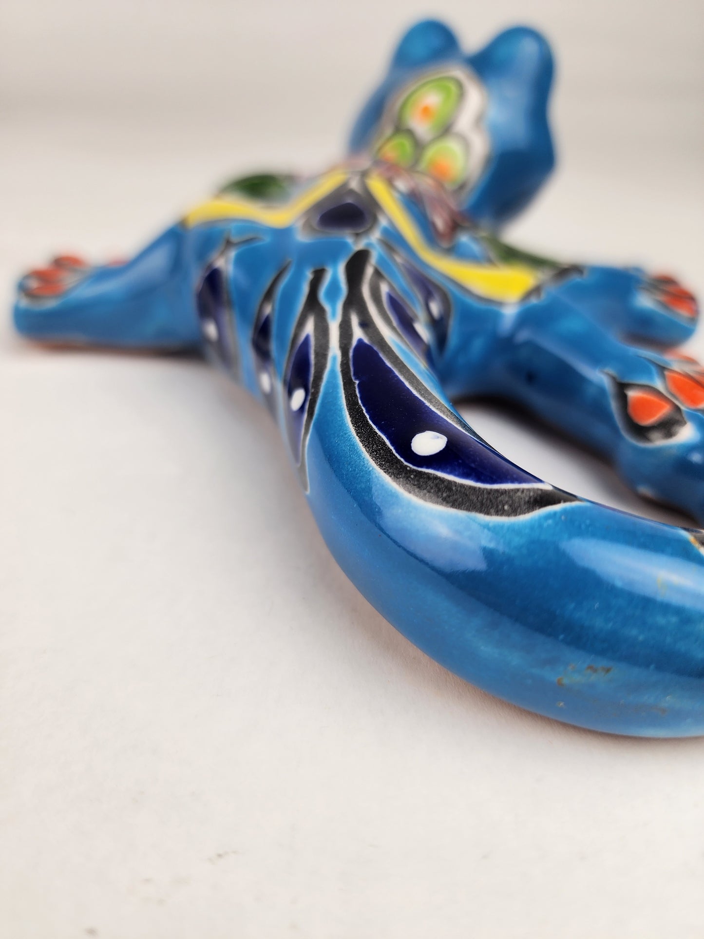 Sky Blue Talavera Salamander – Mexican Garden Wall Art
