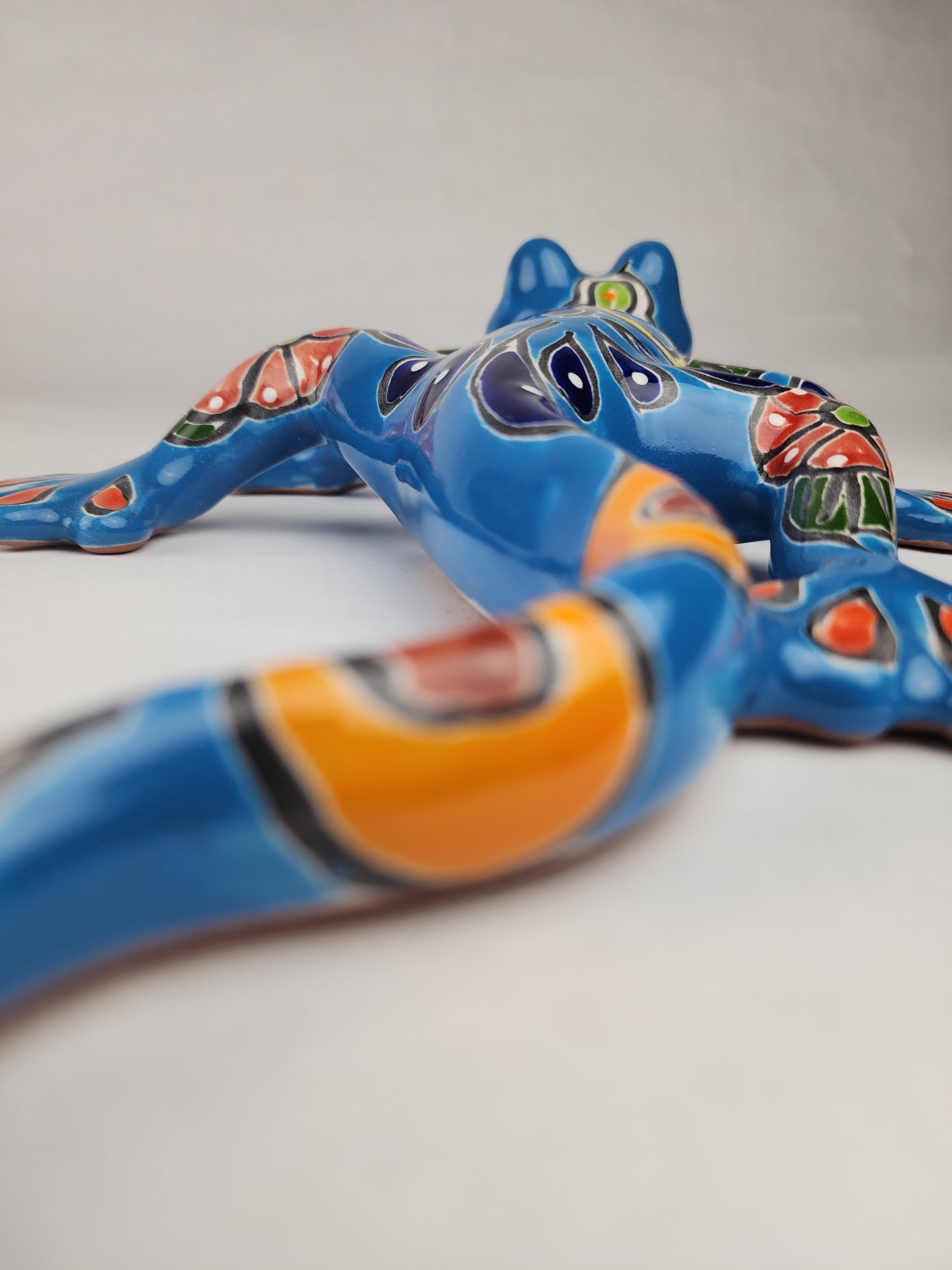 Handcrafted Sky Blue Talavera Salamander – Mexican Folk Art Gift