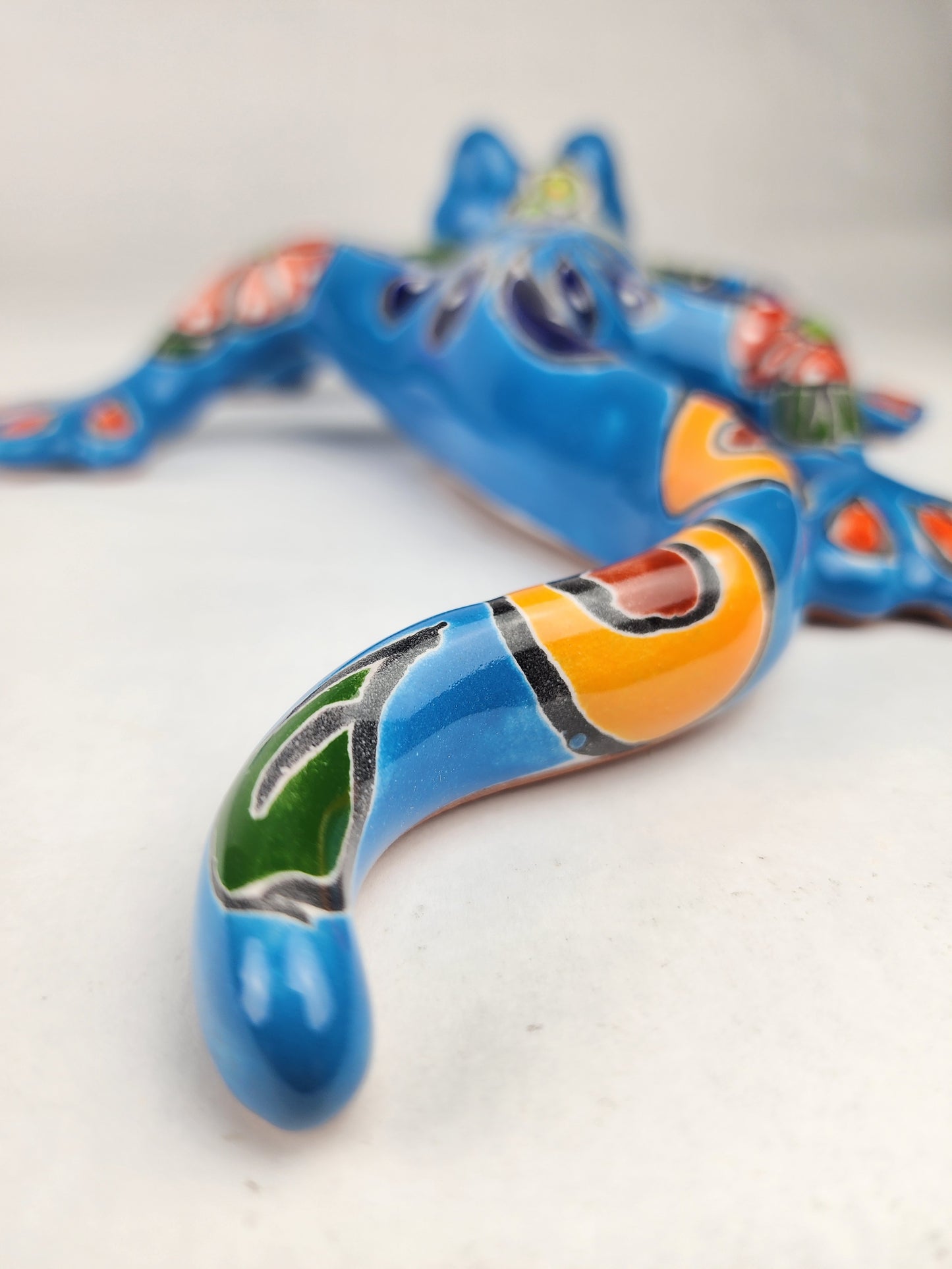 Handcrafted Sky Blue Talavera Salamander – Mexican Folk Art Gift