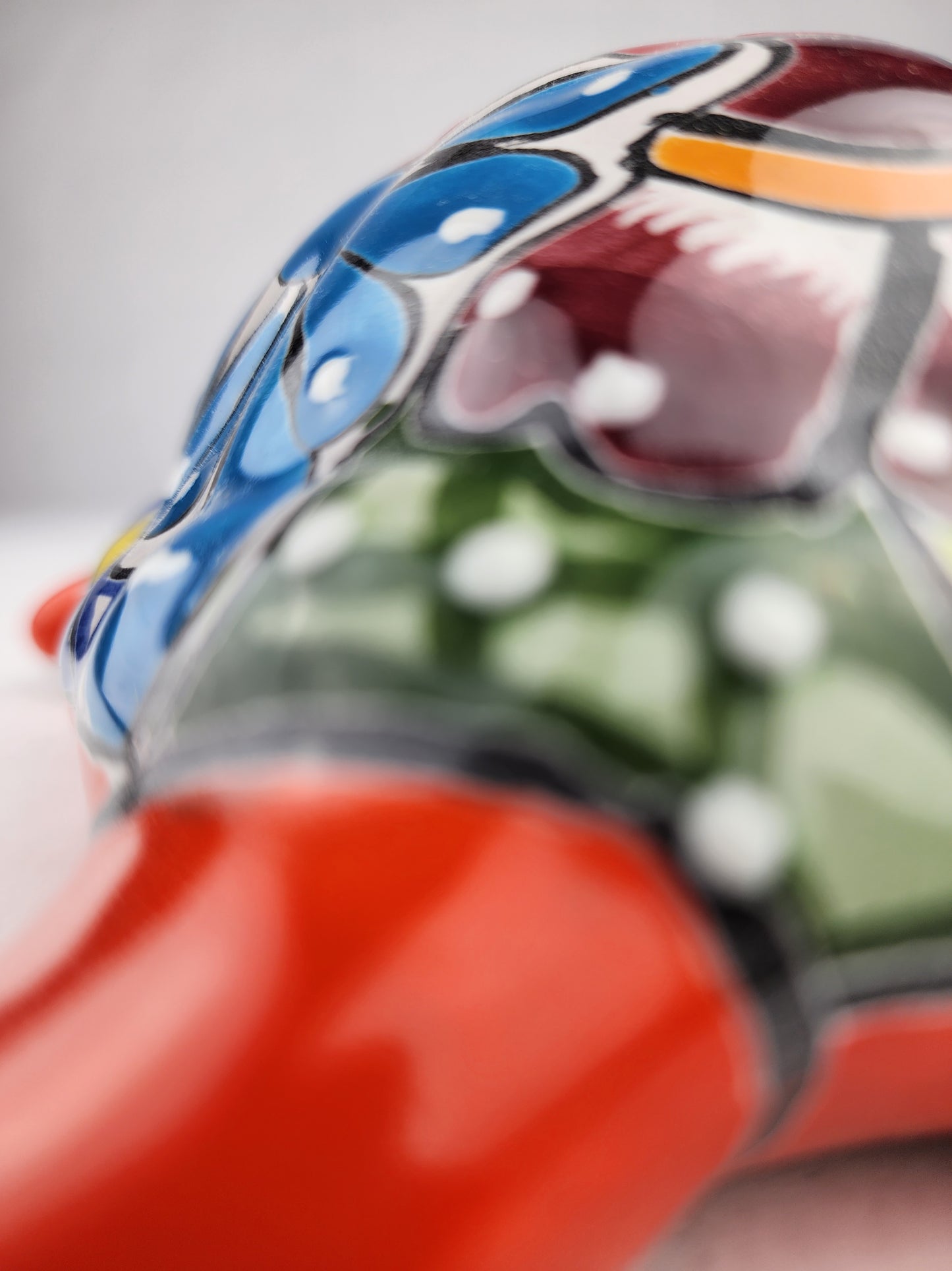Red-Orange Talavera Style Turtle Figurine – Mexican Ceramic Folk Art Décor