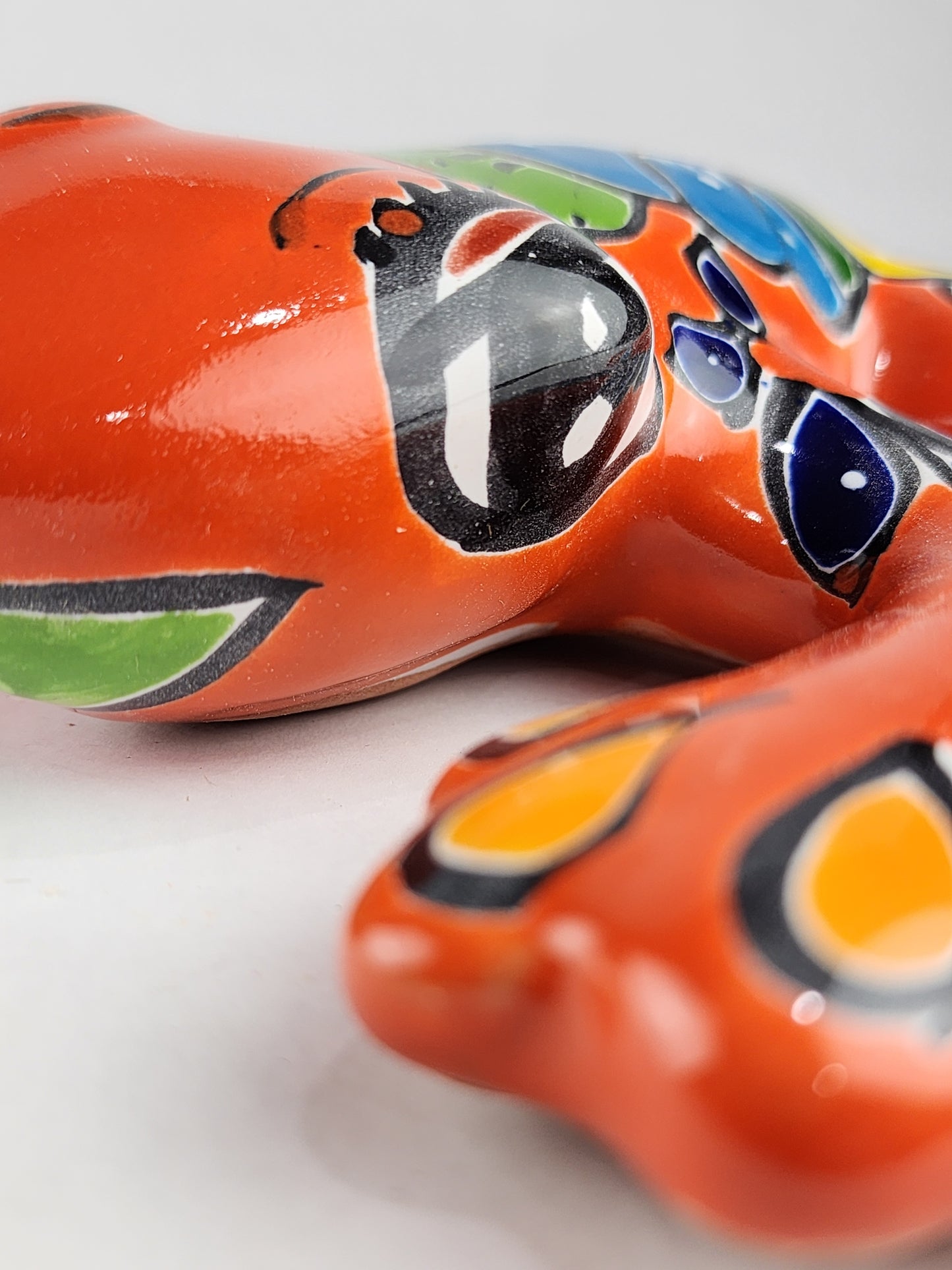 Orange Talavera-Style Frog – Handcrafted Mexican Folk Art Décor