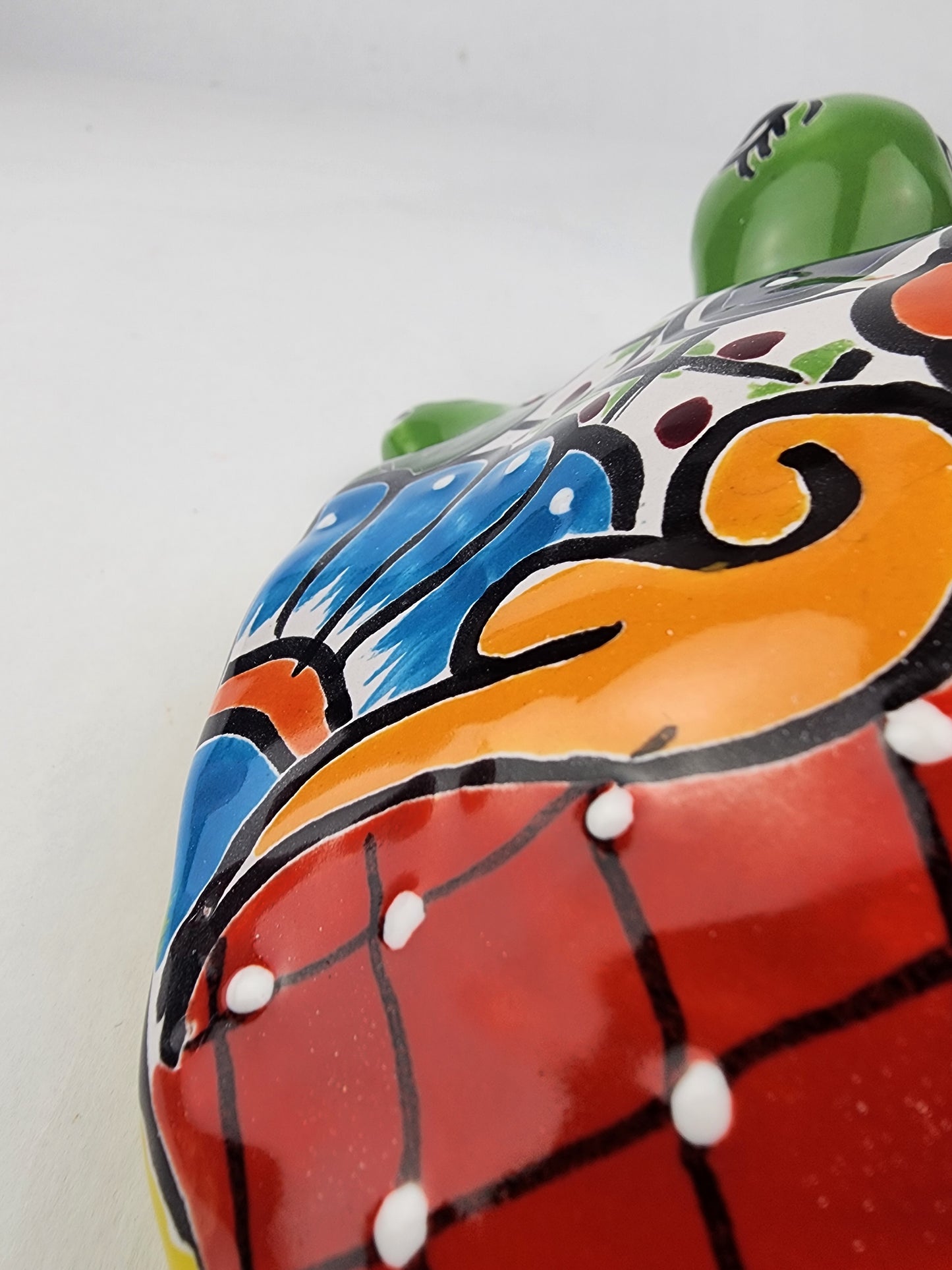 Green Talavera-Style Turtle Figurine 9.5" – Mexican Ceramic Garden Art