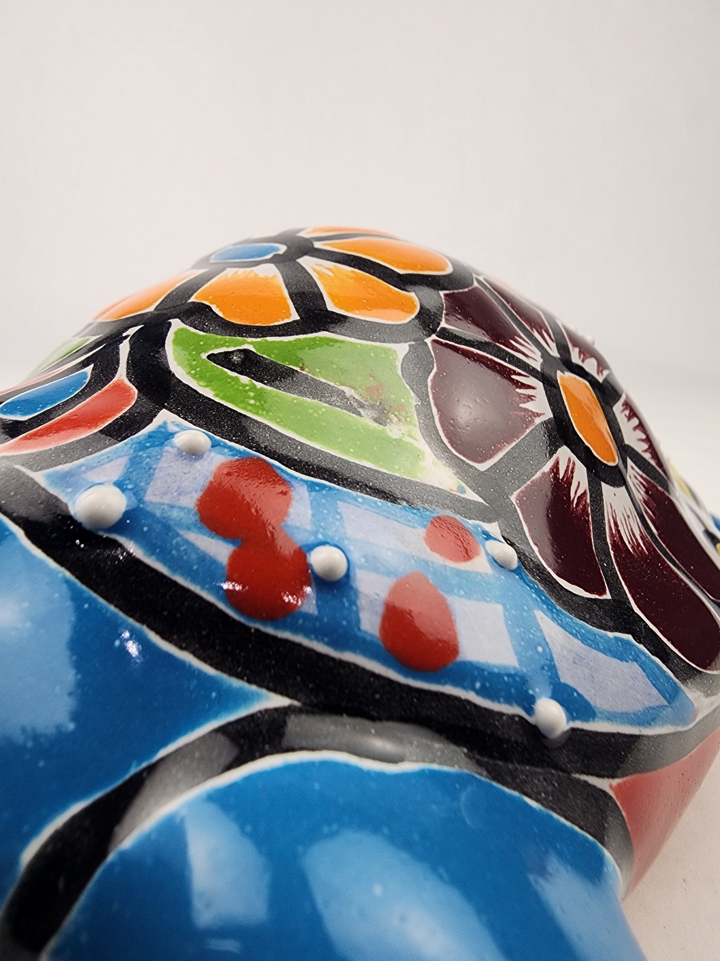 Sky Blue Talavera-Style Turtle Figurine 8.5" – Mexican Ceramic Folk Art