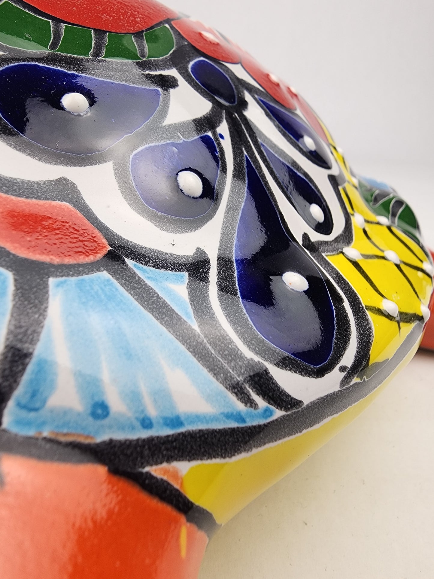 Red Orange Talavera-Style Turtle Figurine 11" – Mexican Ceramic Garden Décor