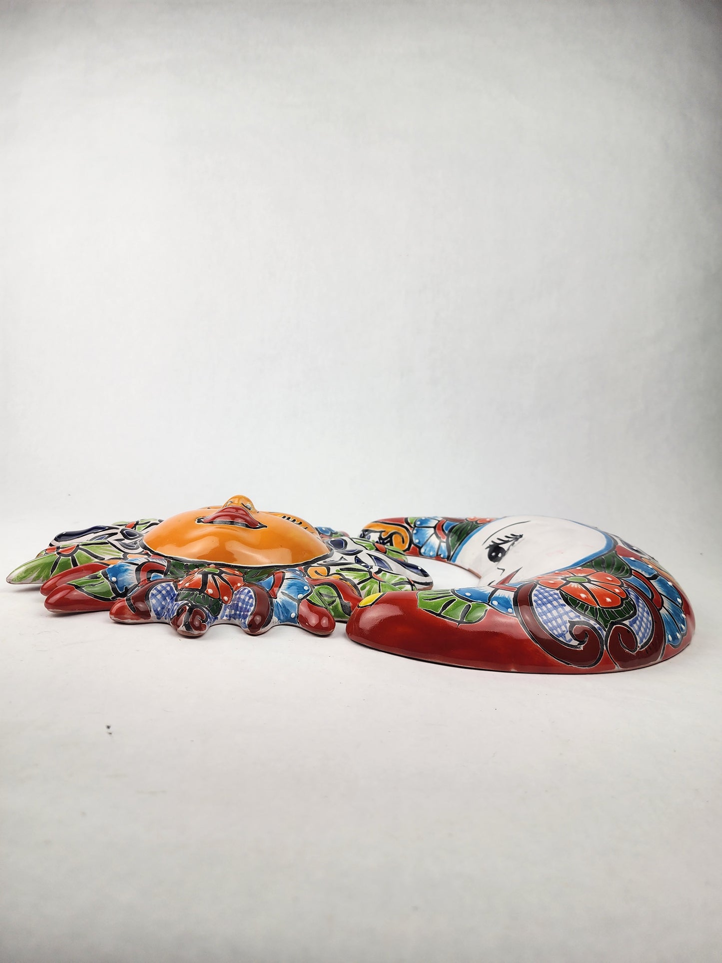 Red Talavera Sun & Moon Wall Décor Set – Mexican Folk Art Collection