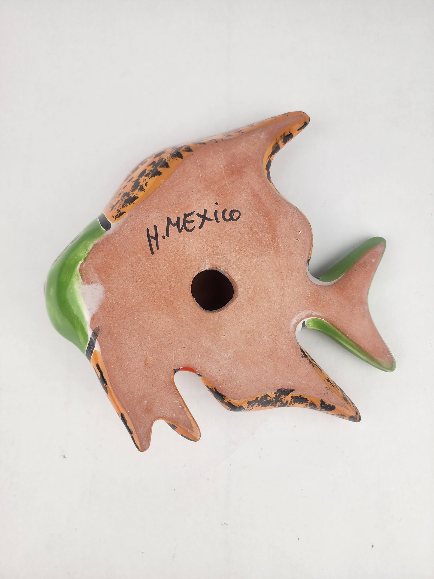 Green & Orange Talavera-Style Fish Wall Décor 7.5" – Mexican Ceramic Folk Art