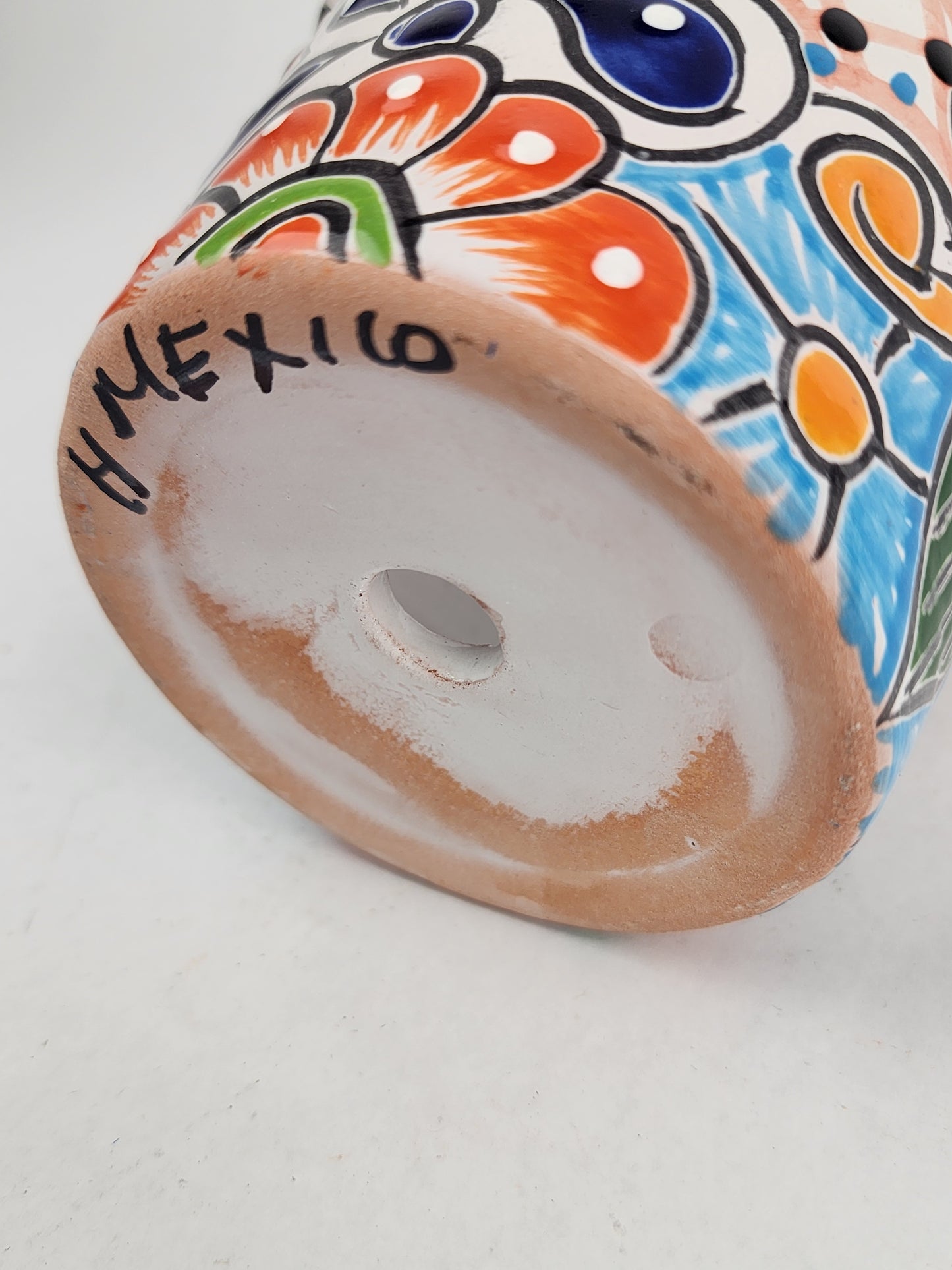 Red Orange Rim Talavera-Style Ceramic Planter 5" | Decorative Flower Pot