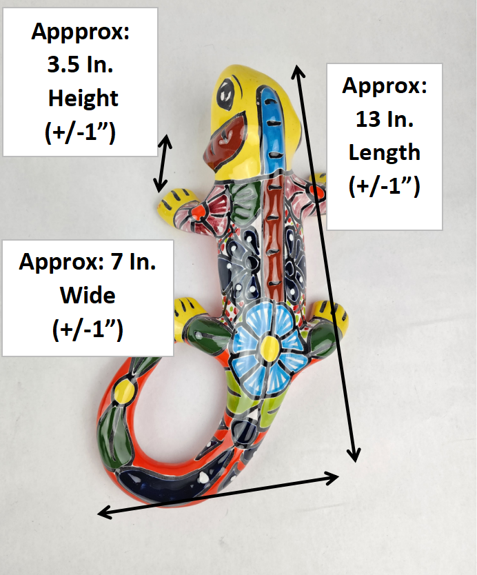 Yellow Talavera-Style Iguana – Handcrafted Mexican Folk Art Décor
