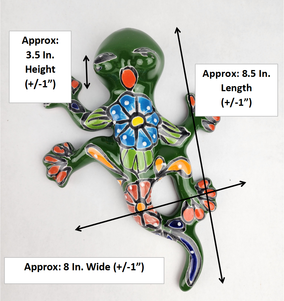 Green Talavera-Style Salamander – Handcrafted Mexican Folk Art Décor