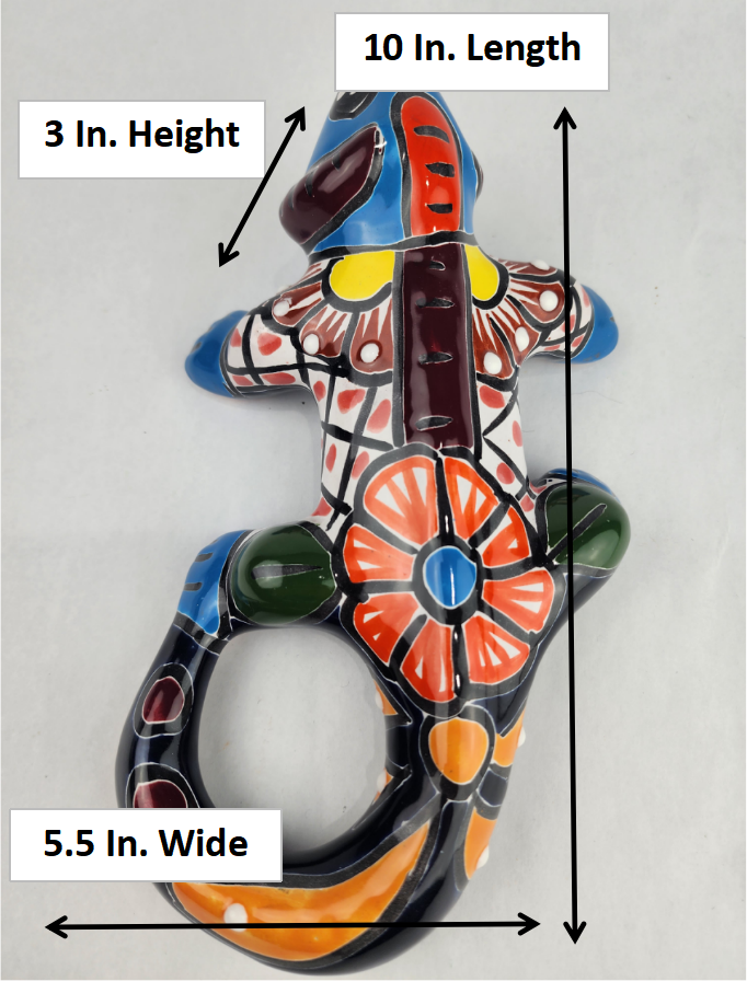 Iguana Animal Figure - Mexican Talavera Folk Art Pottery Hand Painted