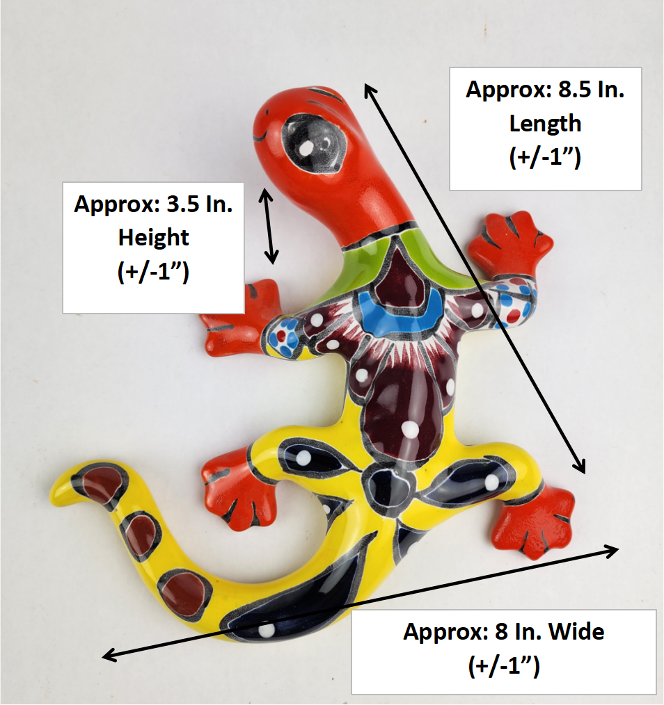 Talavera Ceramic Gecko – Red & Yellow Wall Lizard